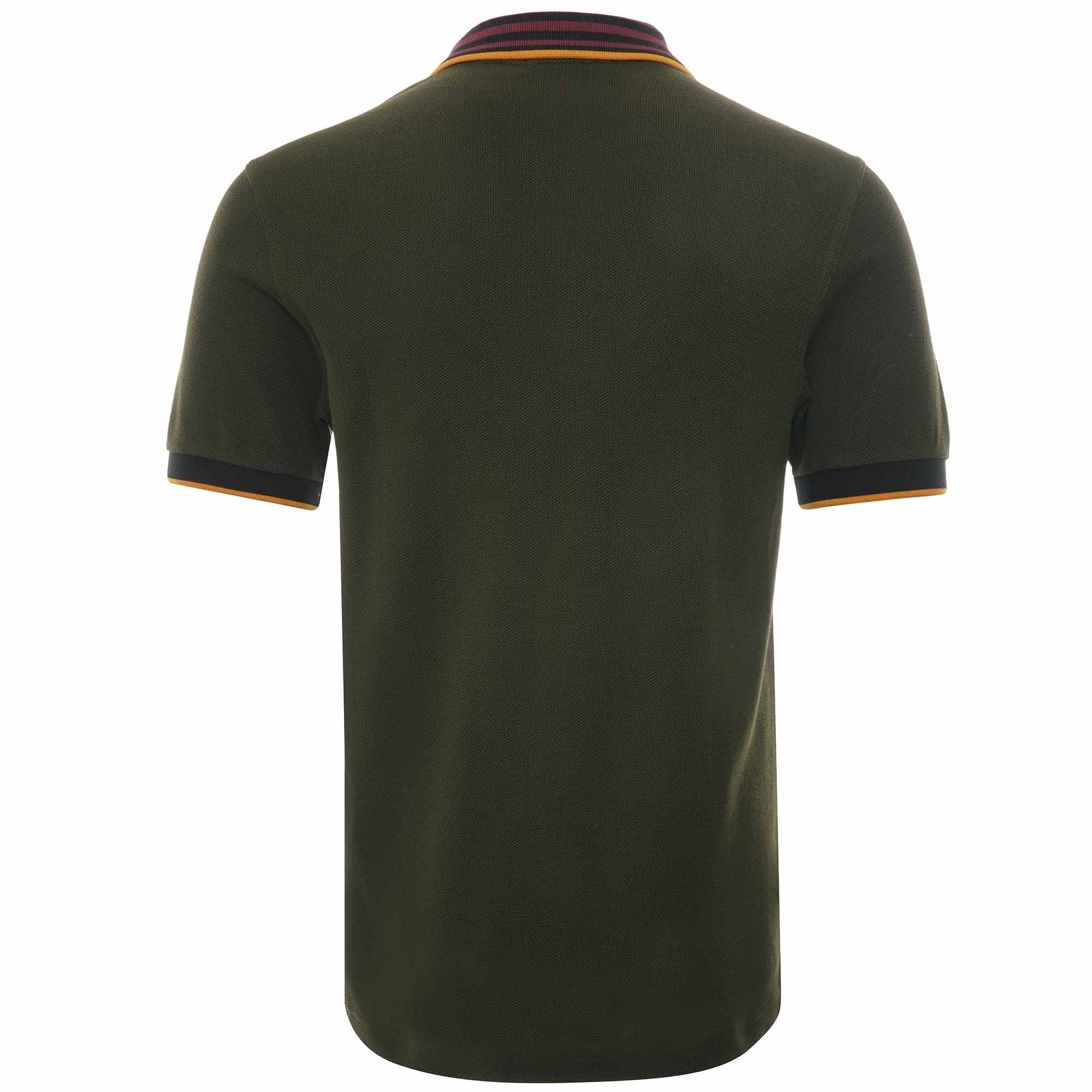 Striped Collar Polo Shirt - Hunting Green