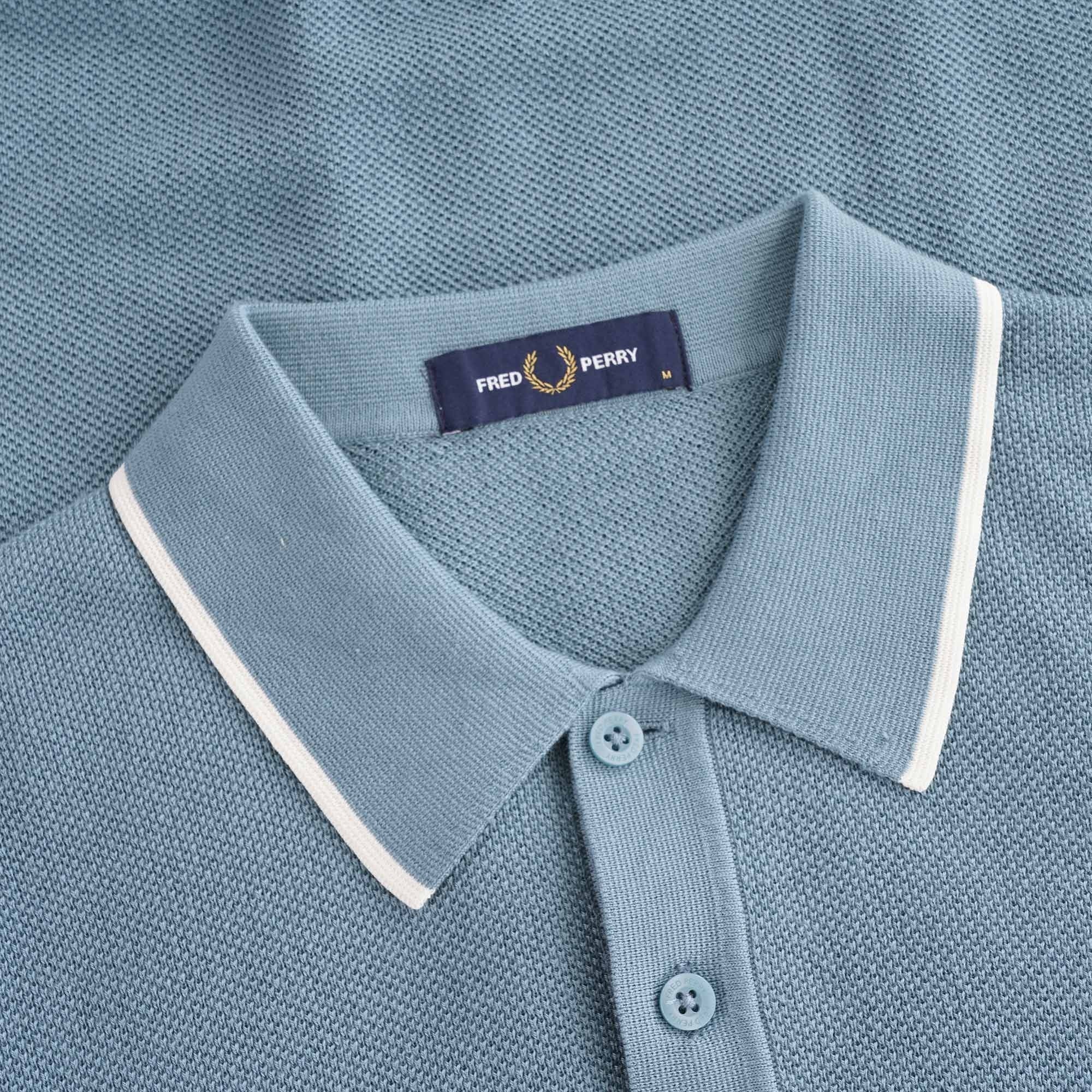 Tipped Knitted Polo - Ash Blue