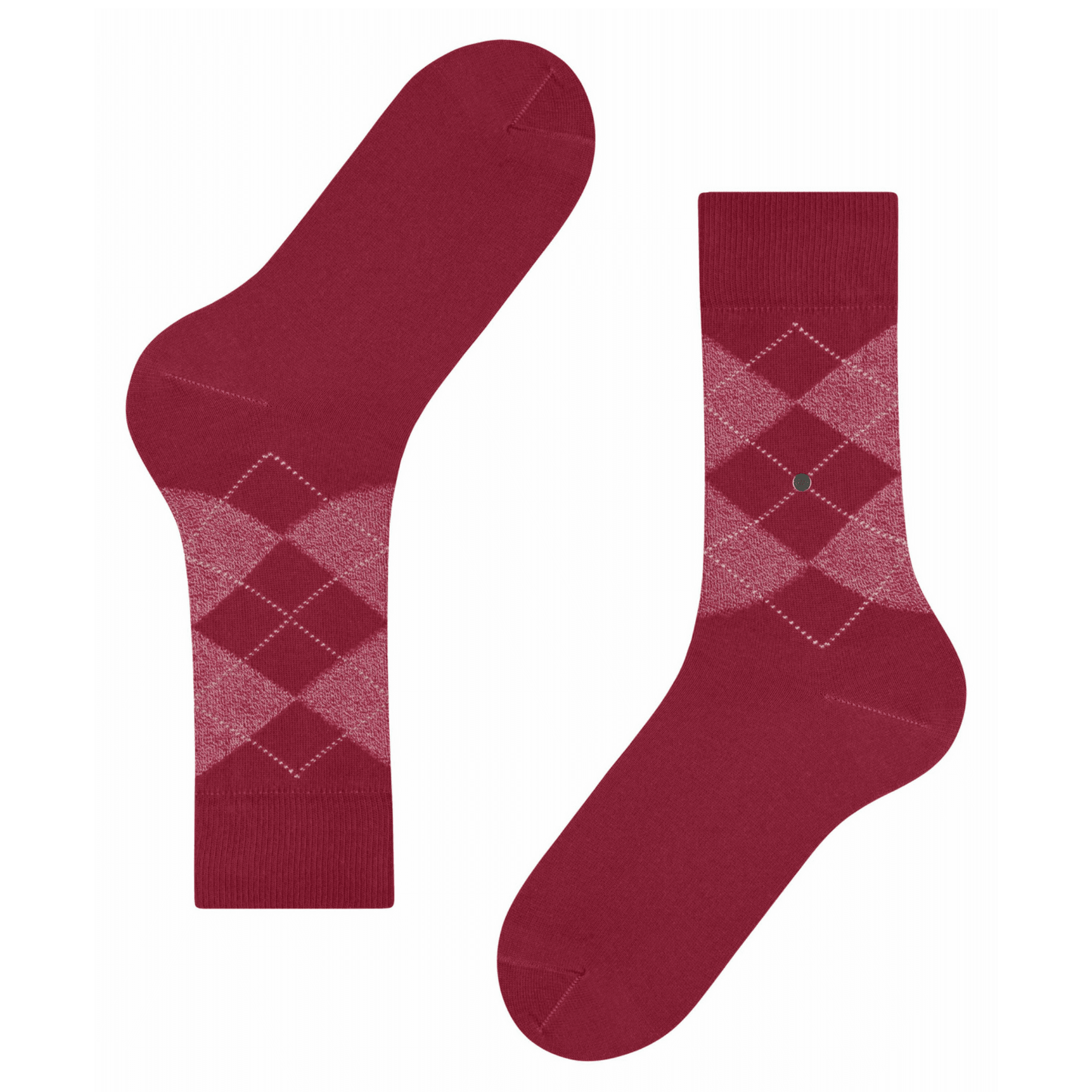 A pair of red socks with a subtle argyle pattern for sophisticated style.