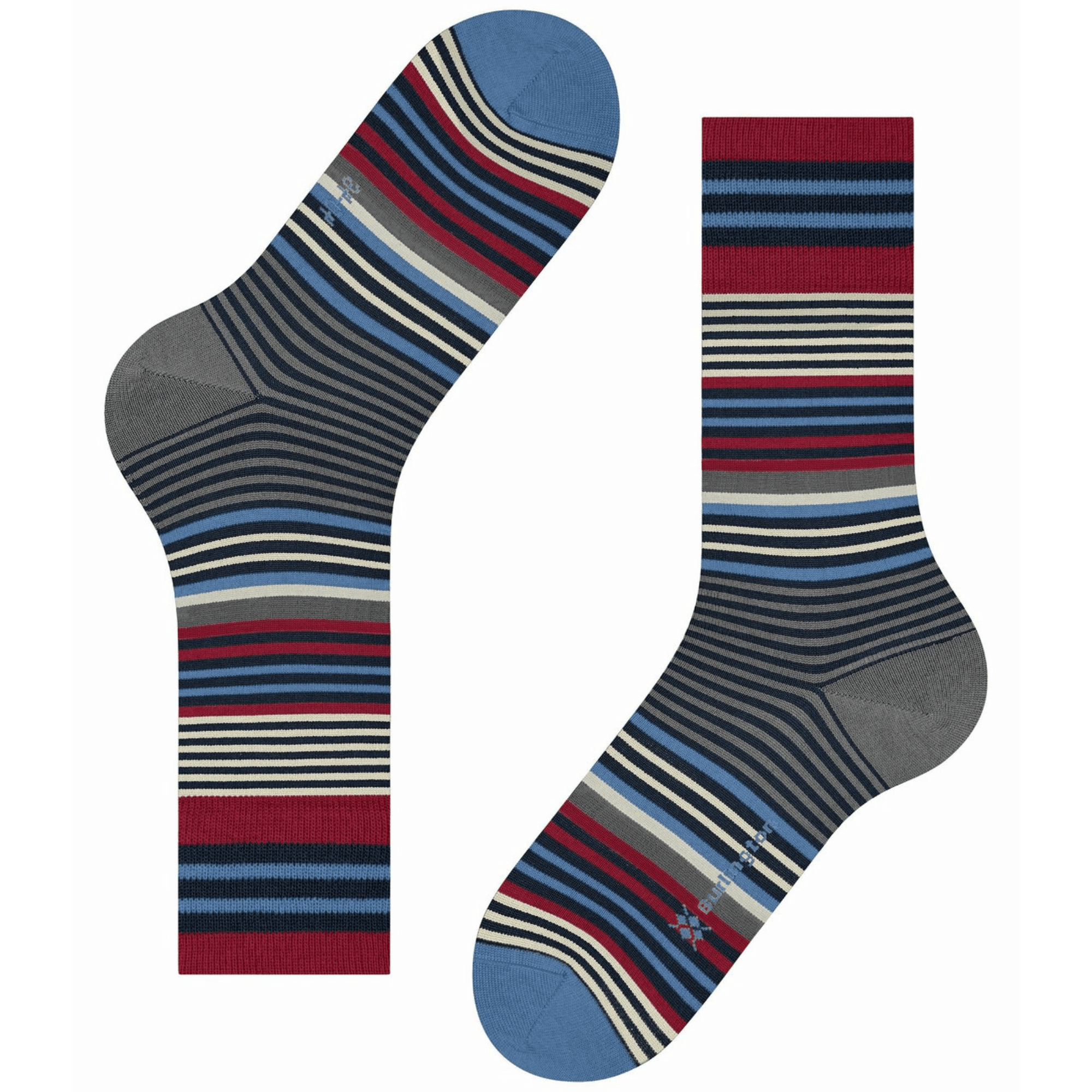 Burlington Socks Stripe Socks - Red/Blue