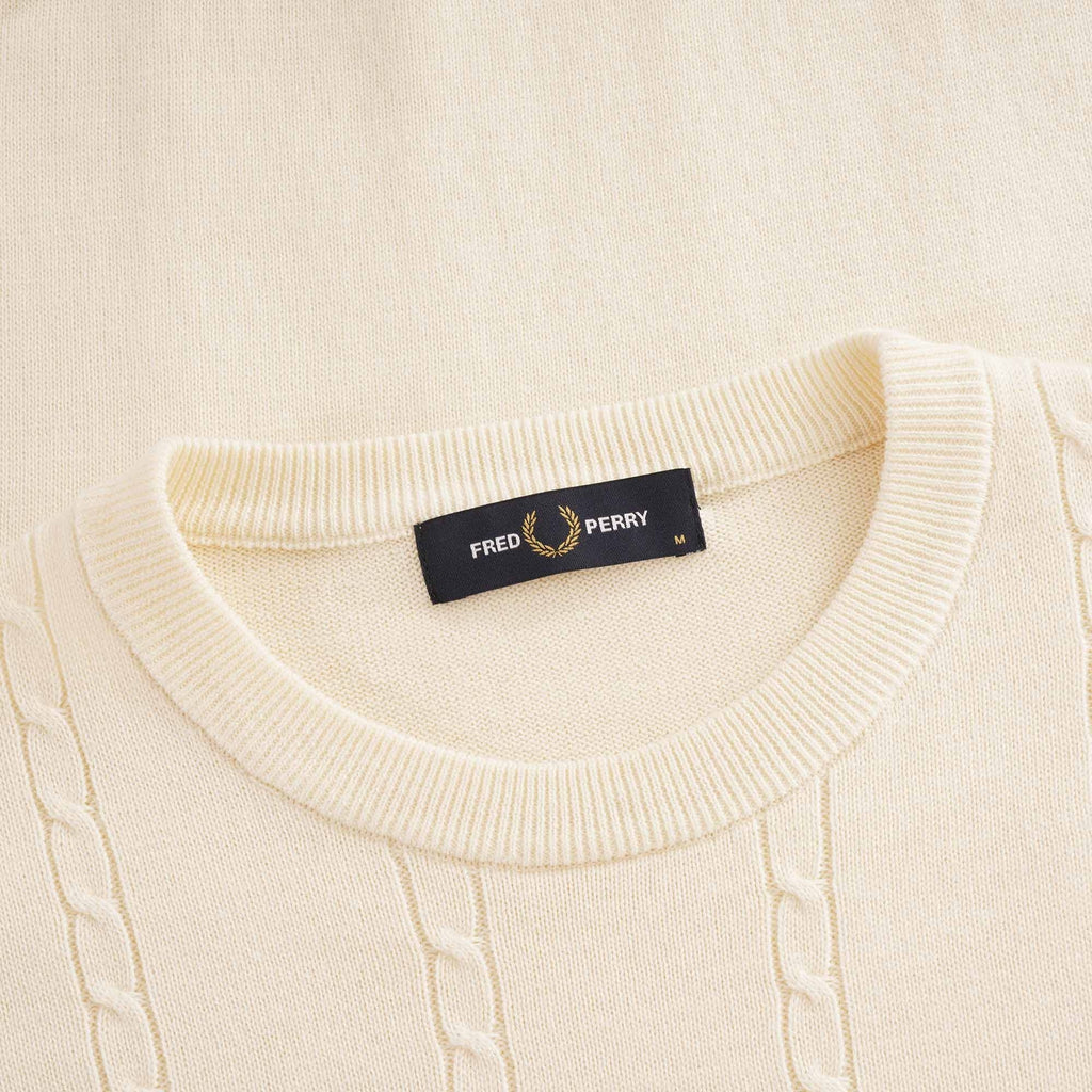 Cable Knit Crew Neck Jumper - Ecru