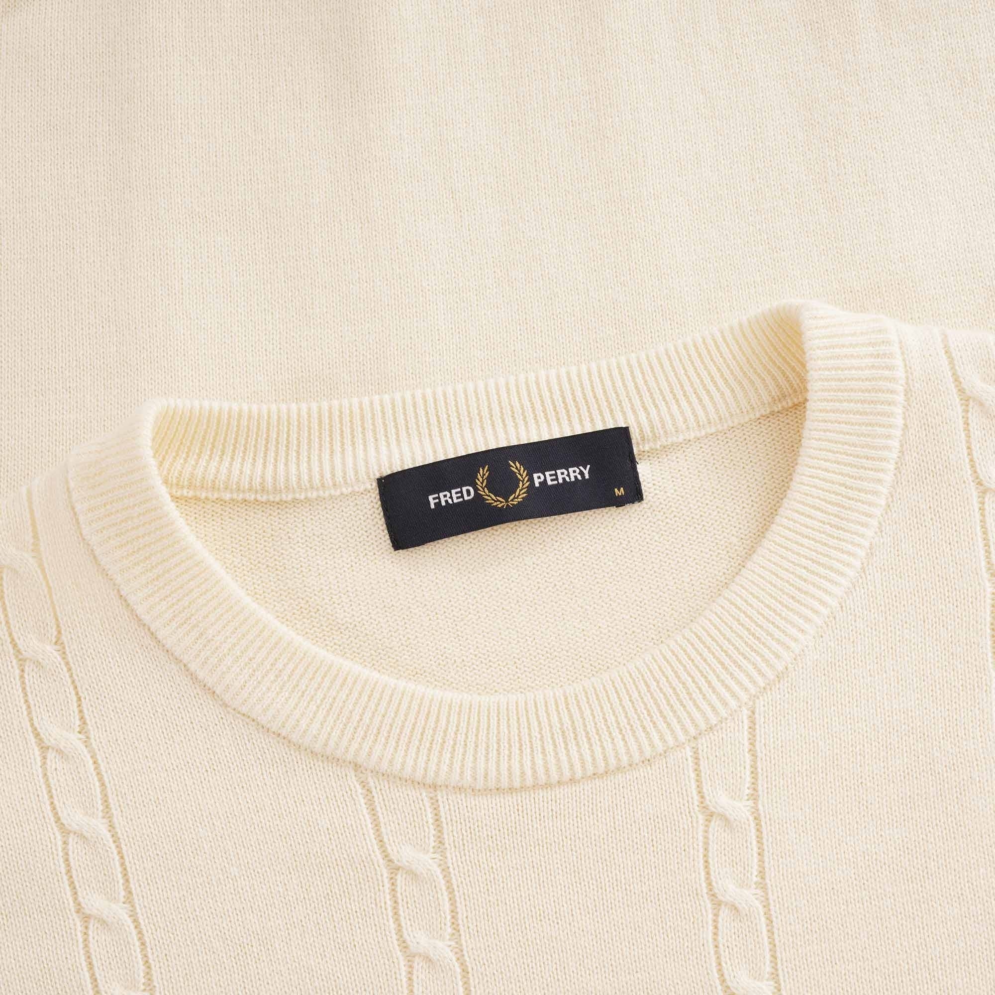 Cable Knit Crew Neck Jumper - Ecru