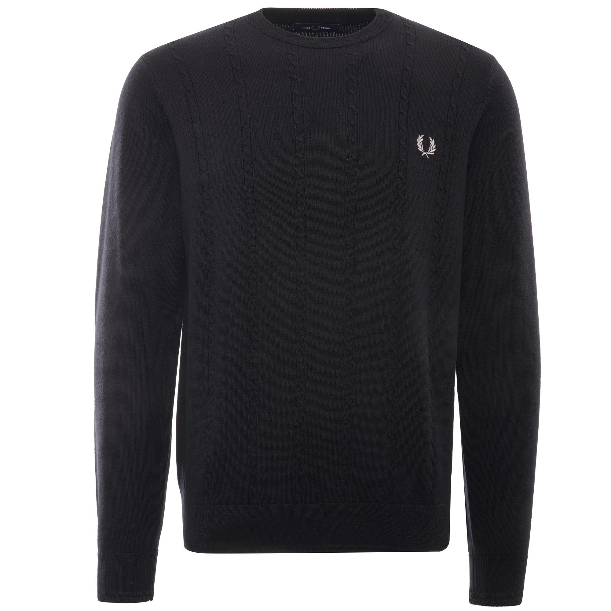 Cable Knit Crew Neck Jumper - Black