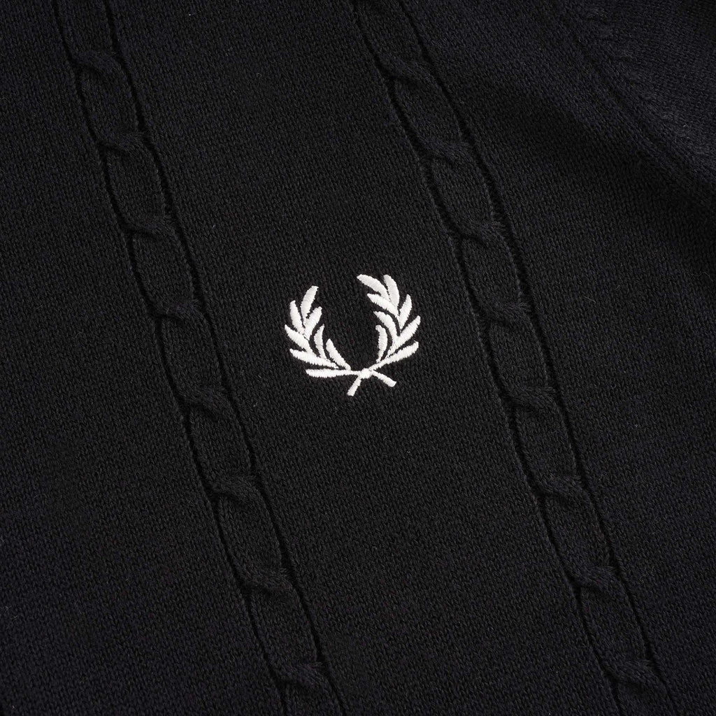 Cable Knit Crew Neck Jumper - Black