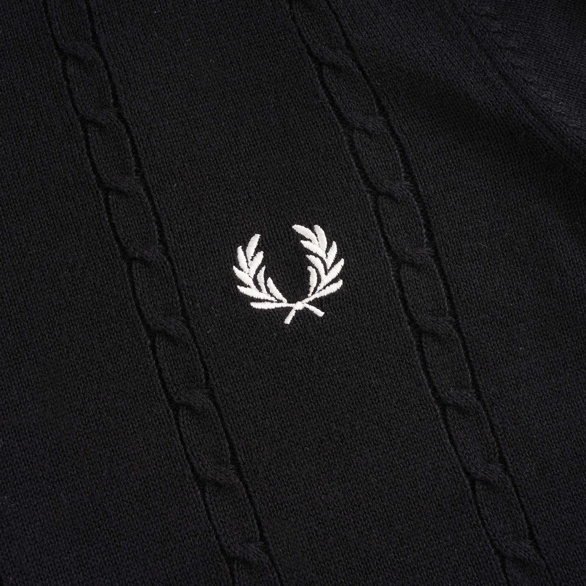 Cable Knit Crew Neck Jumper - Black