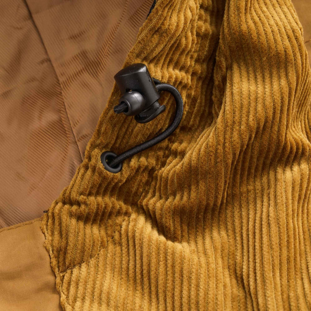 Corduroy Panel Hooded Jacket - Dark Caramel
