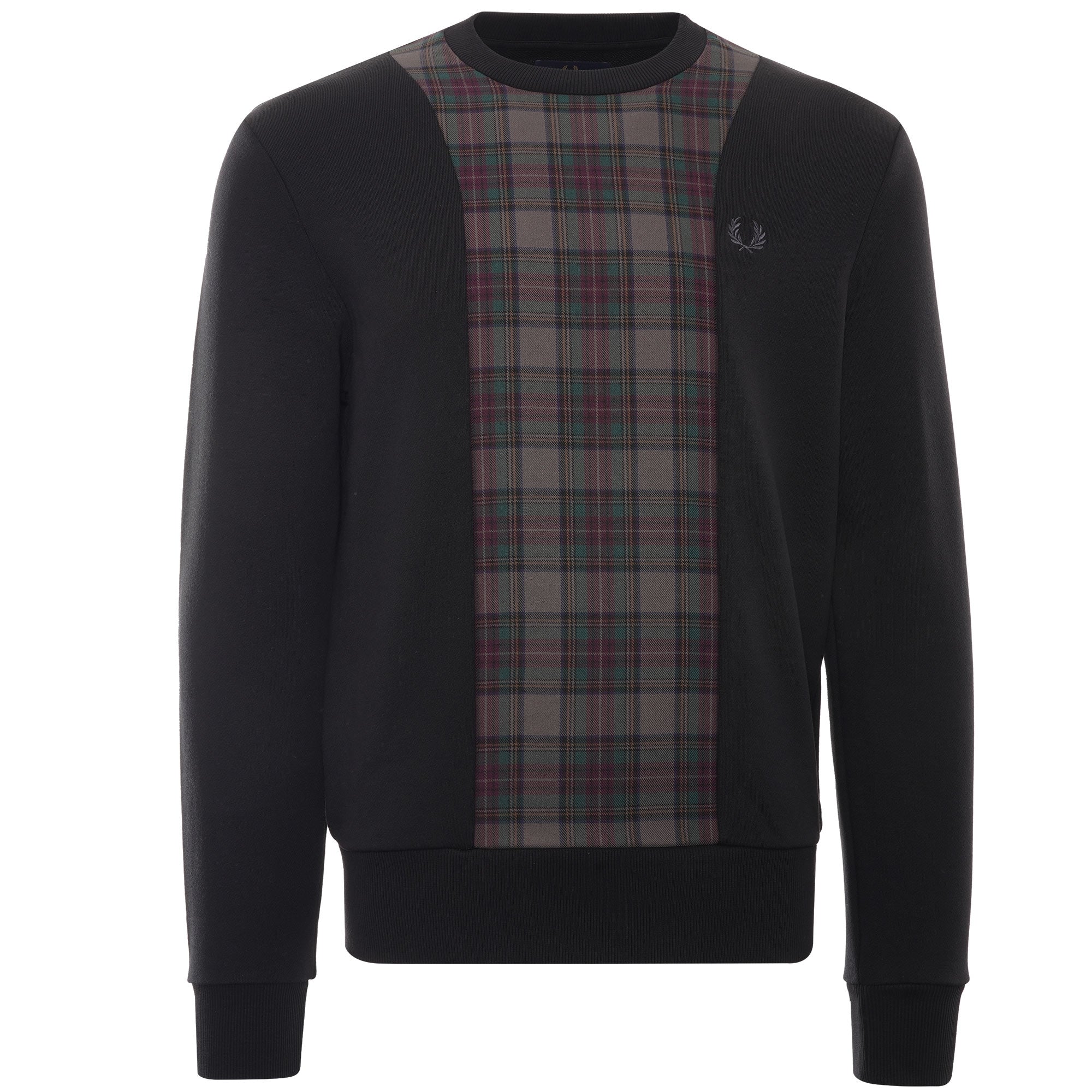 Fred Perry Tartan Panel Sweatshirt - Black