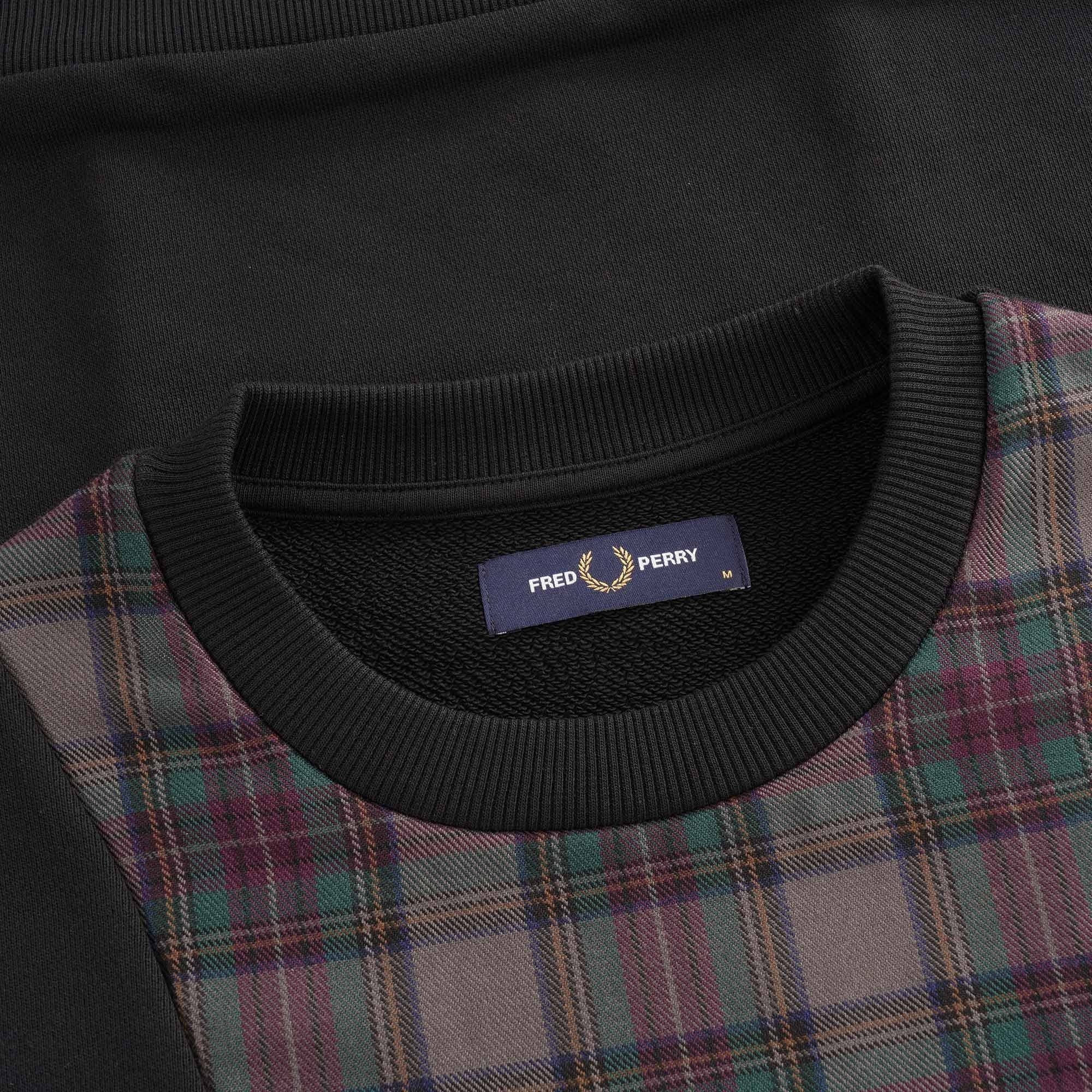 Fred Perry Tartan Panel Sweatshirt - Black