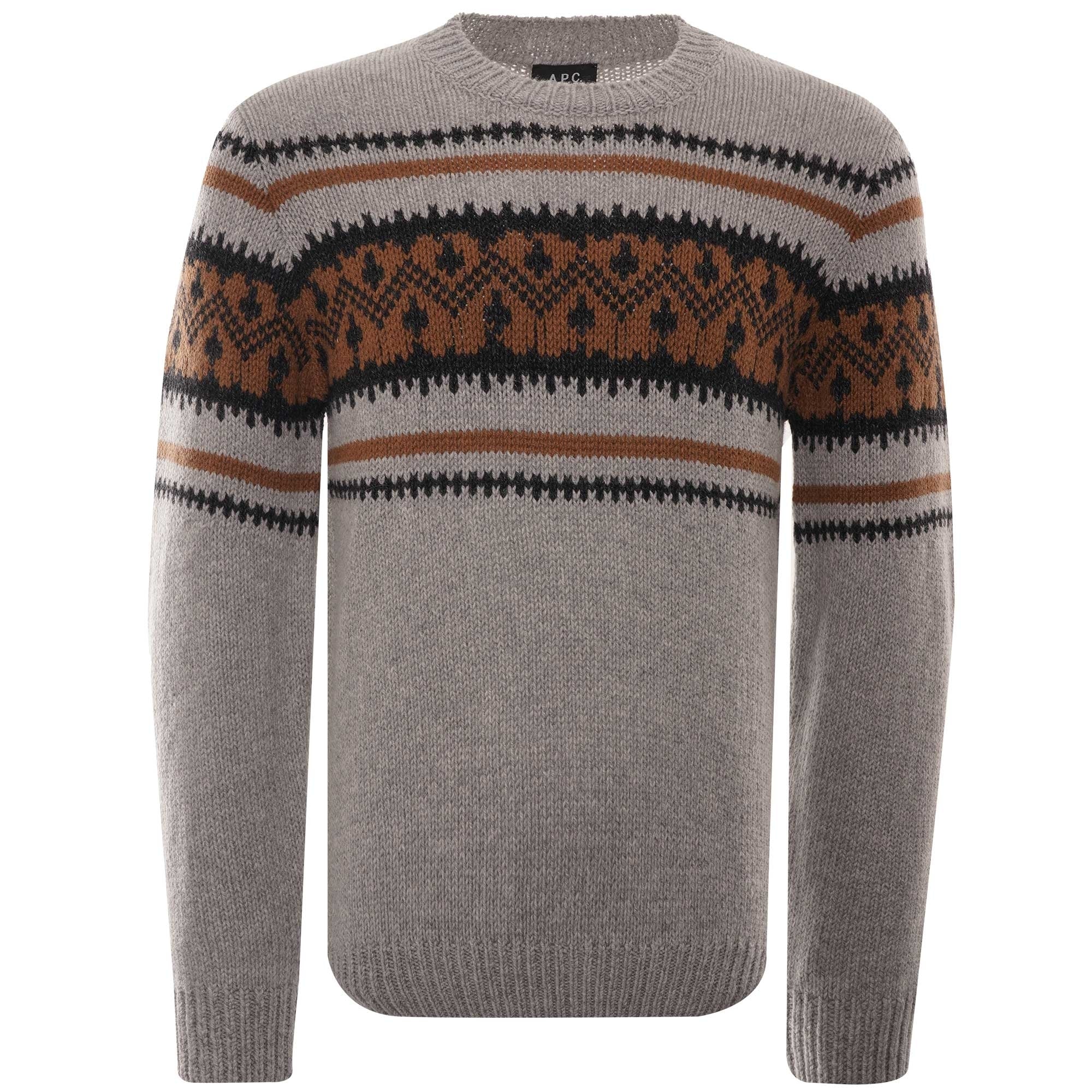 A.P.C. Franz Fair Isle Crew Knit - Gris