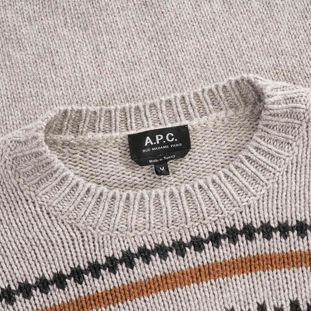A.P.C. Franz Fair Isle Crew Knit - Gris