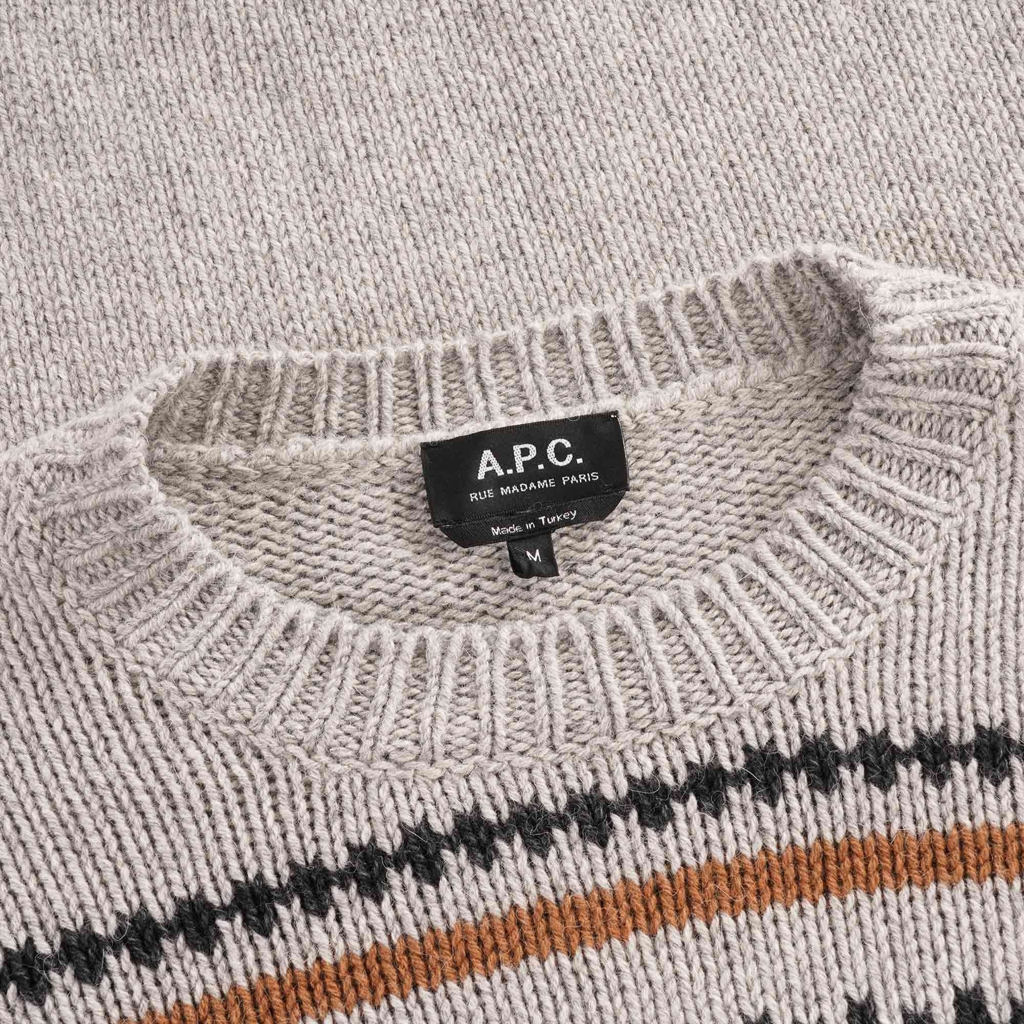 A.P.C. Franz Fair Isle Crew Knit - Gris