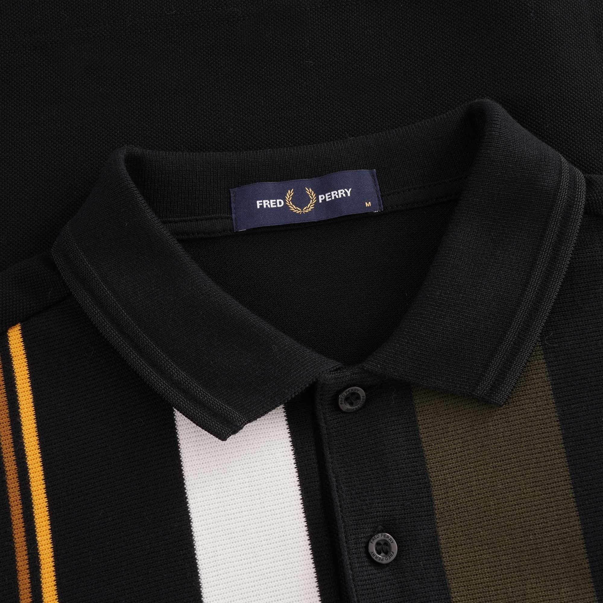 Knitted Stripe Polo Shirt - Black