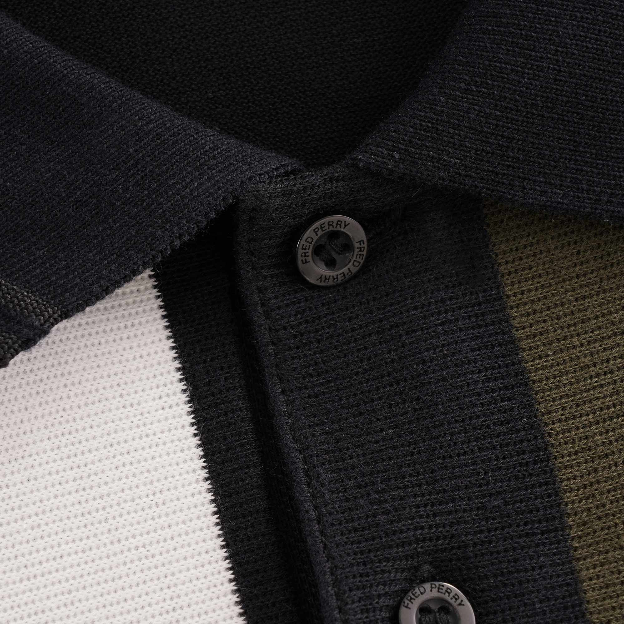 Knitted Stripe Polo Shirt - Black