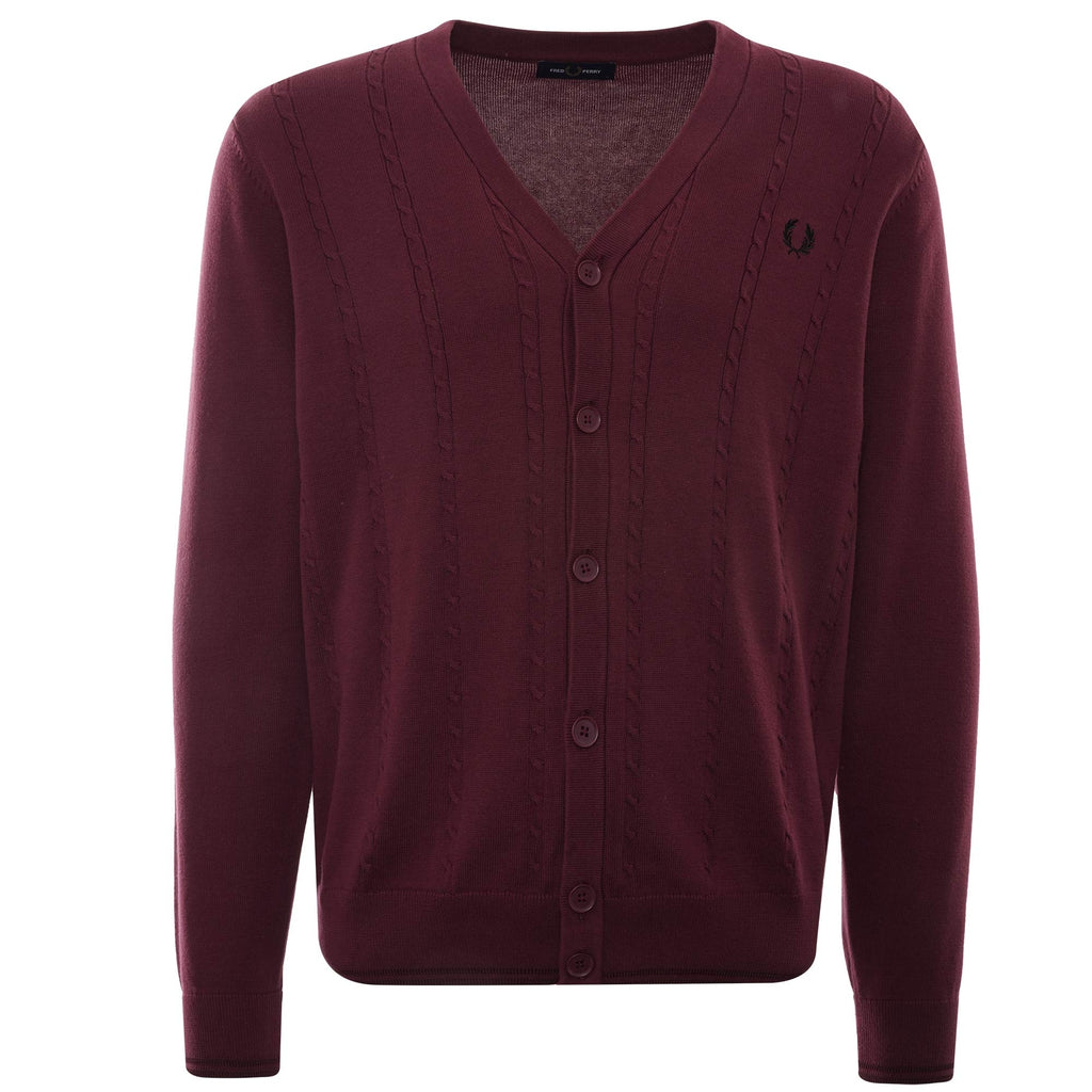 Cable Knit Cardigan - Aubergine