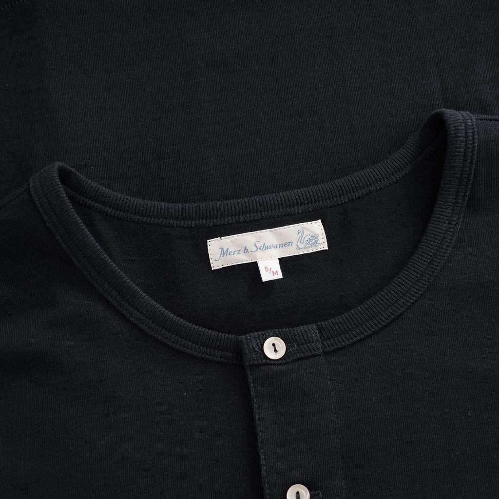 Merz b Schwanen Henley Long Sleeve T-Shirt - Charcoal