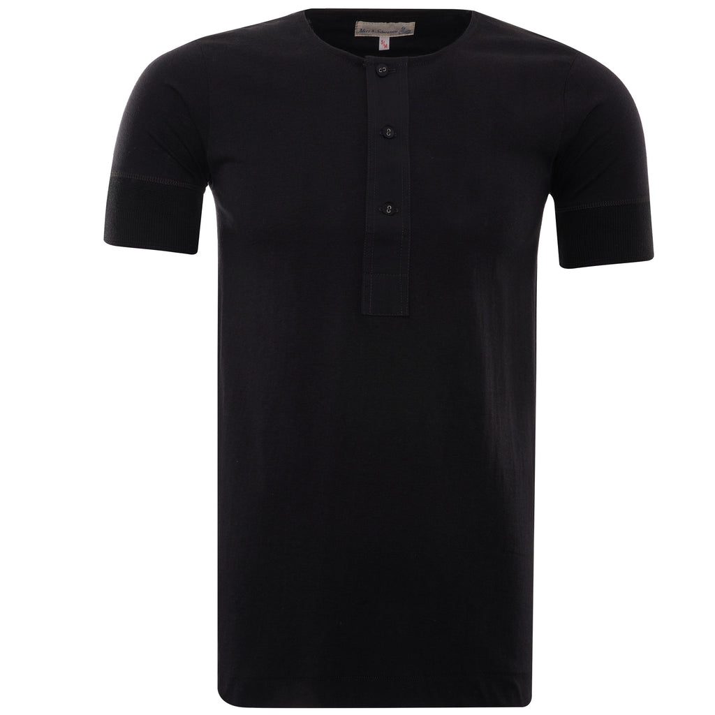 Button Facing T-Shirt - Black