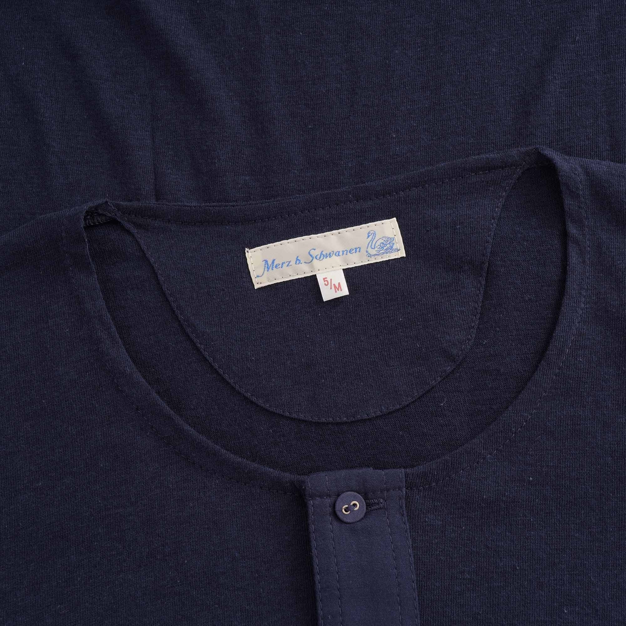 Button Facing Long Sleeve T-Shirt - Ink Blue
