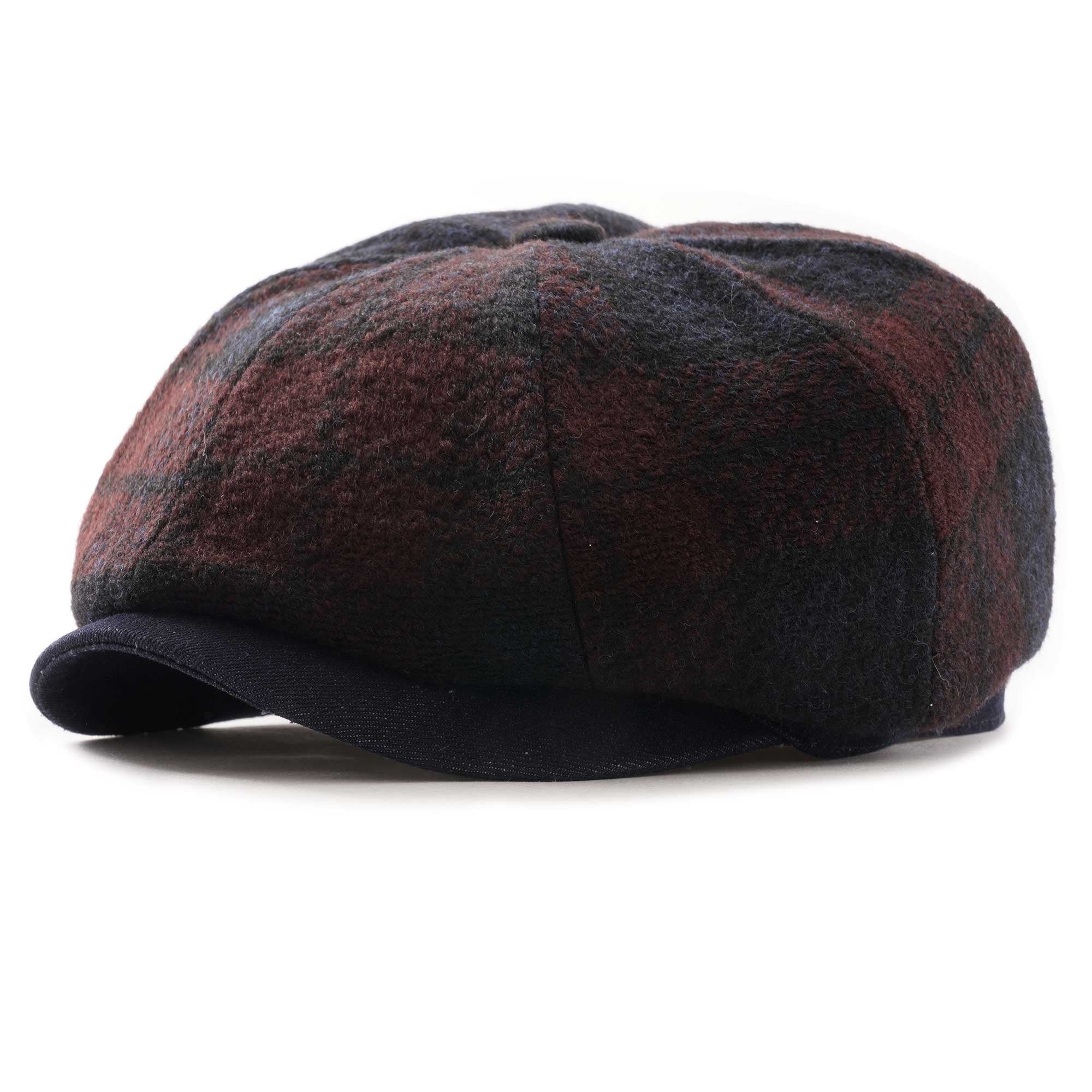 Stetson Hats Hatteras Lambswool Check Flat Cap - Blue/Red