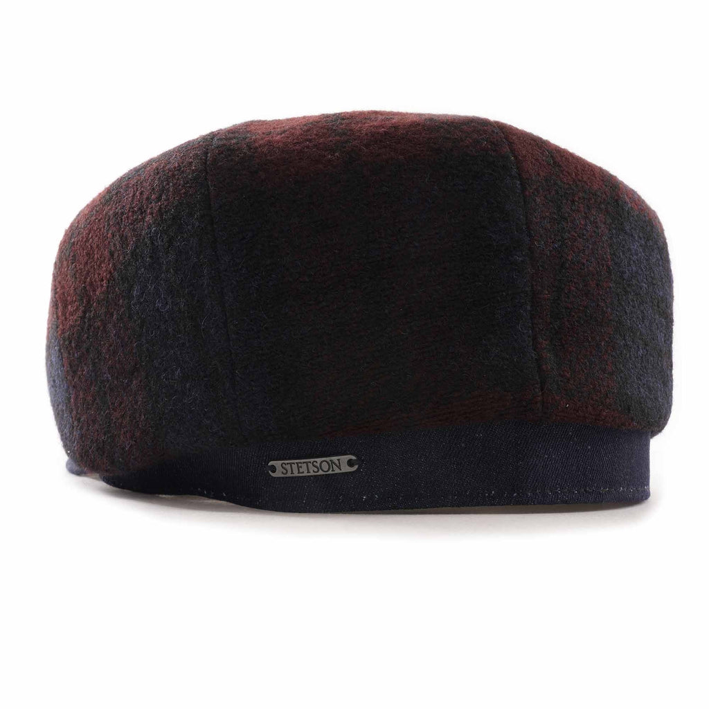 Stetson Hats Hatteras Lambswool Check Flat Cap - Blue/Red