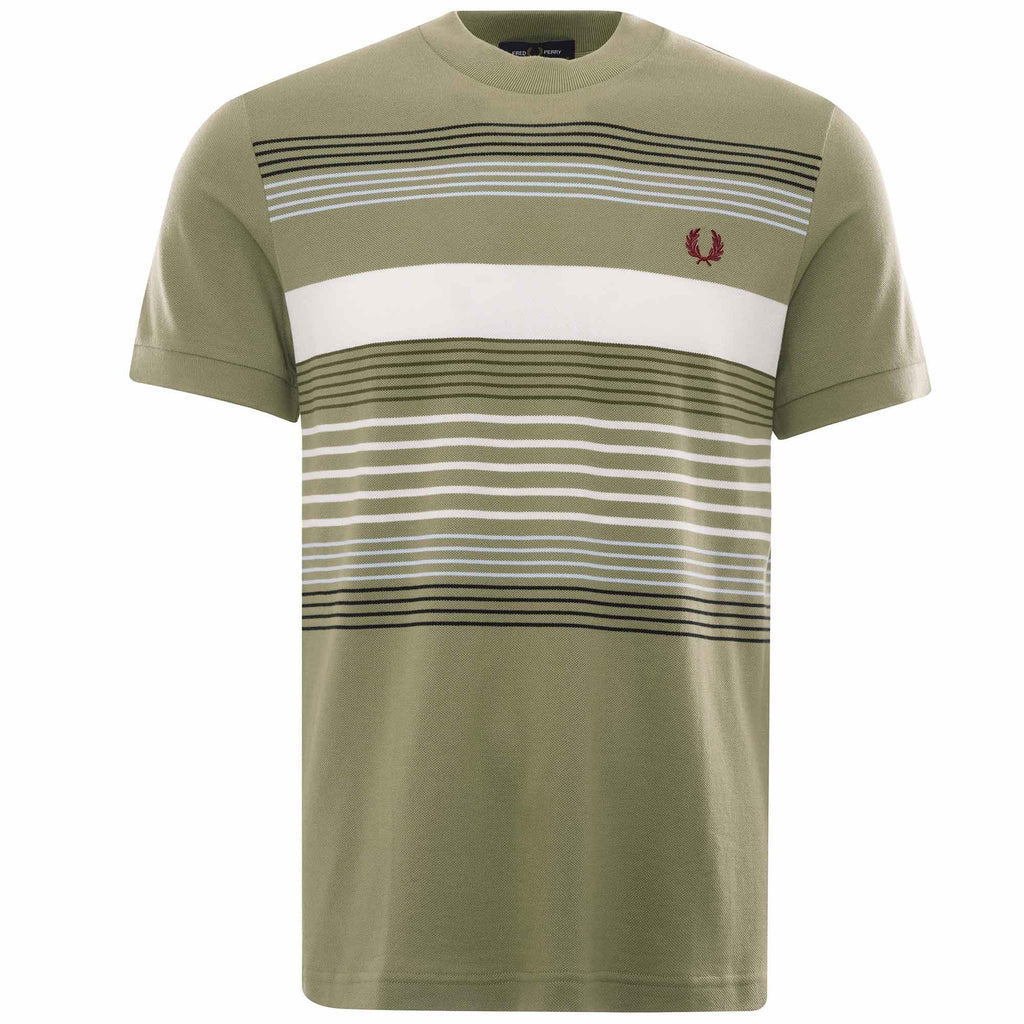 Striped Piqu T-Shirt - Sage