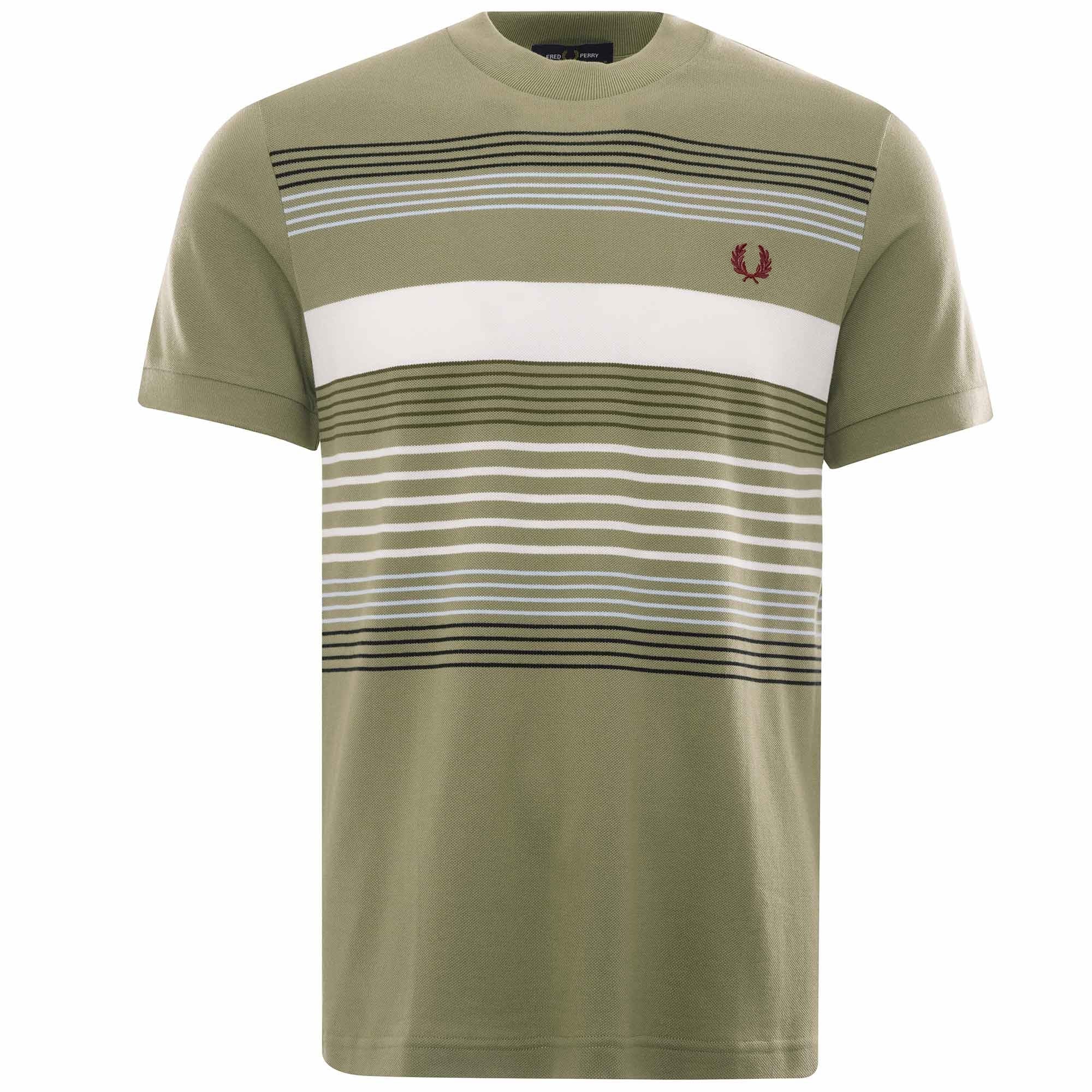 Striped Piqu T-Shirt - Sage