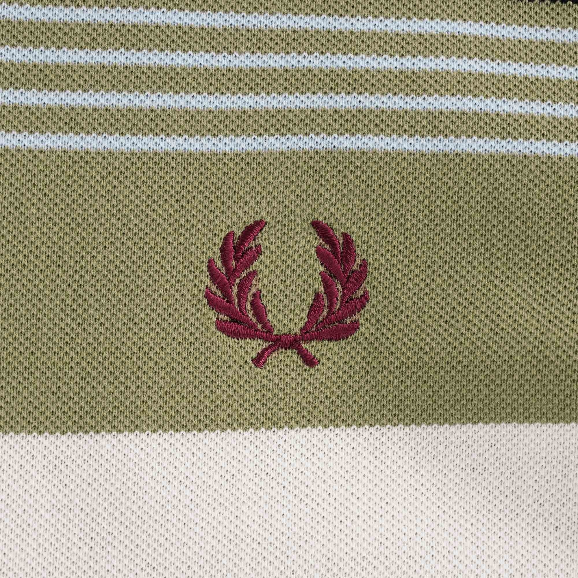Striped Piqu T-Shirt - Sage
