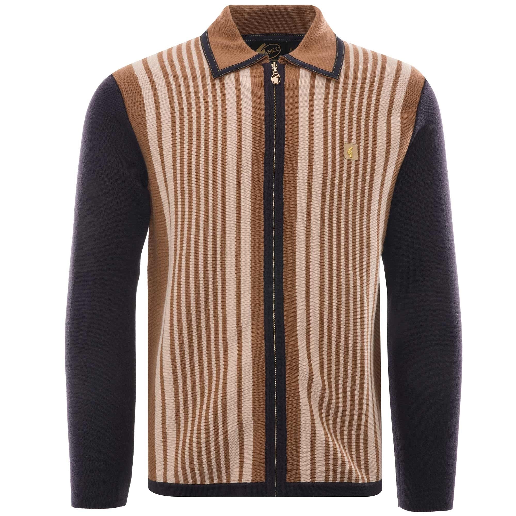 Gabicci Vintage Finney Zip Through Polo Shirt - Navy