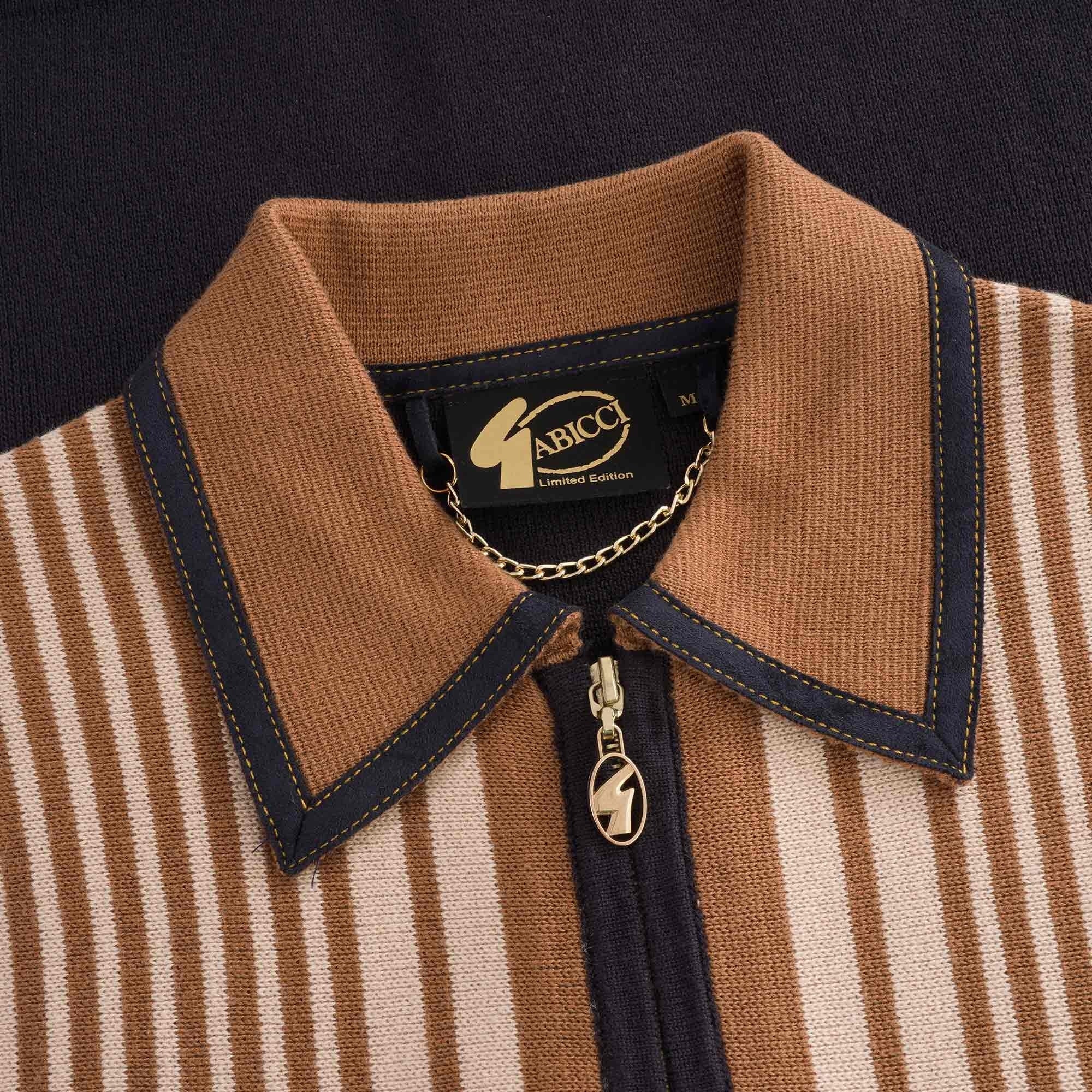 Gabicci Vintage Finney Zip Through Polo Shirt - Navy