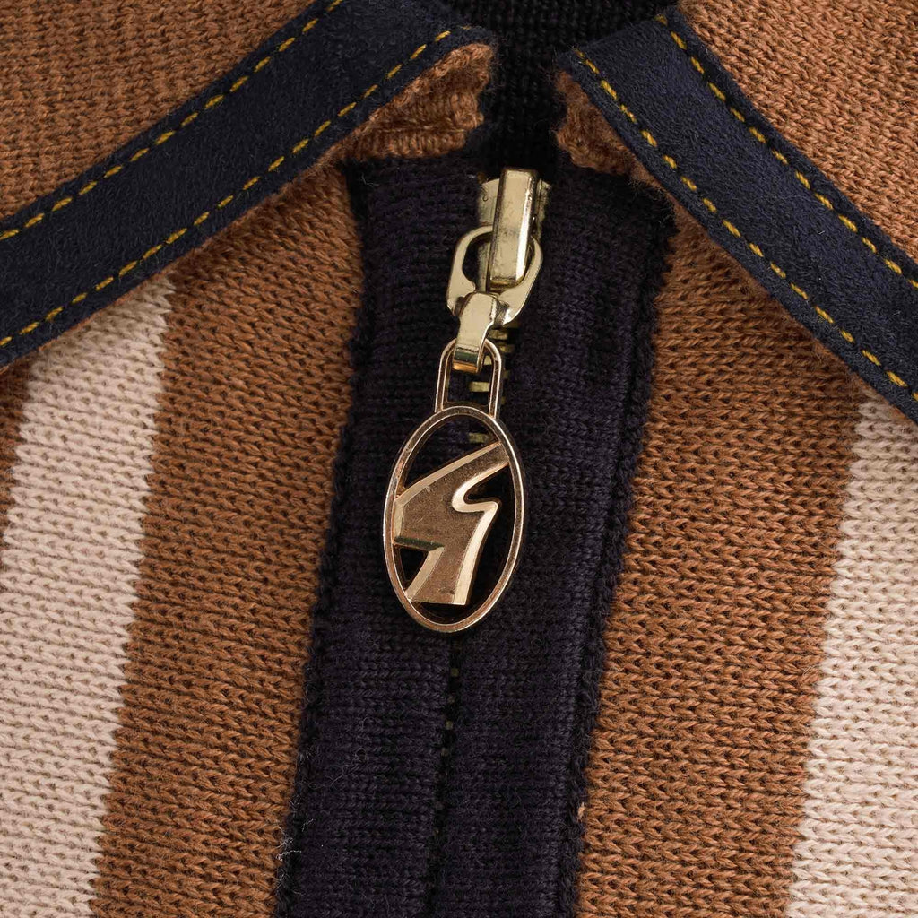 Gabicci Vintage Finney Zip Through Polo Shirt - Navy