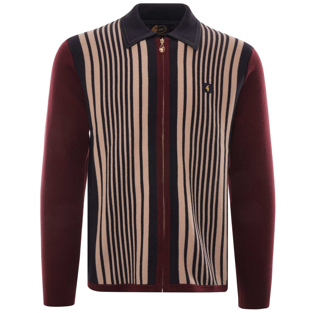 Gabicci Vintage Finney Zip Through Polo Shirt - Cabernet