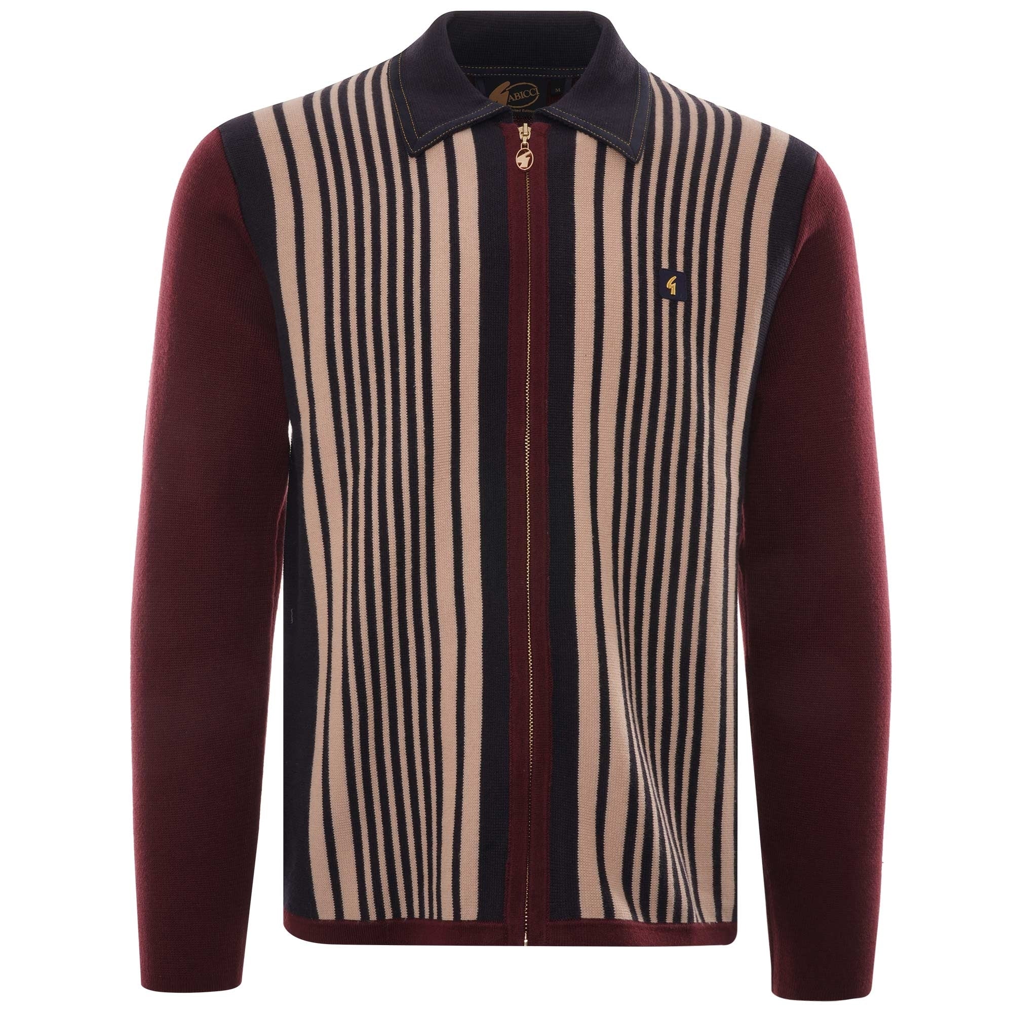 Gabicci Vintage Finney Zip Through Polo Shirt - Cabernet