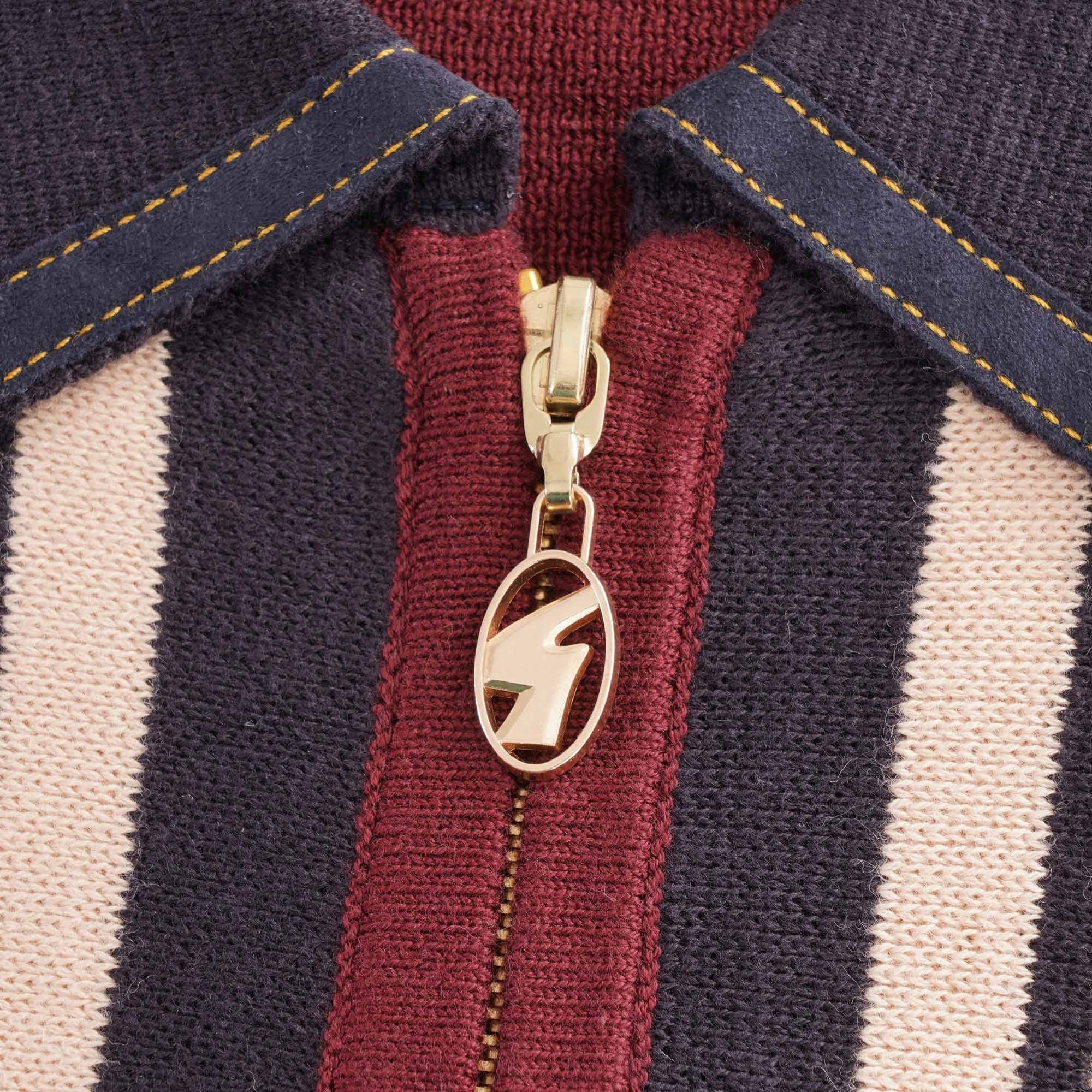 Gabicci Vintage Finney Zip Through Polo Shirt - Cabernet