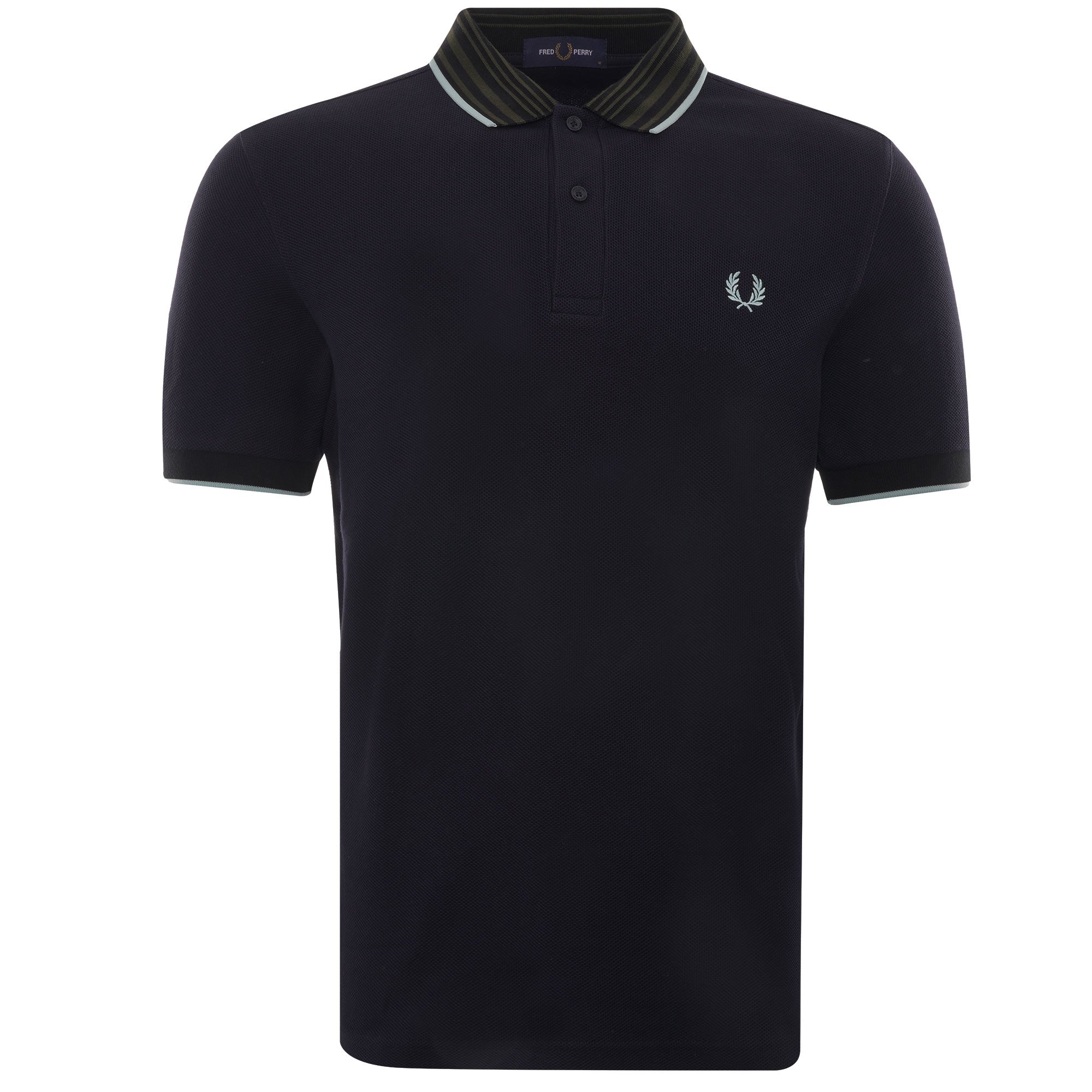 Striped Collar Polo Shirt - Navy