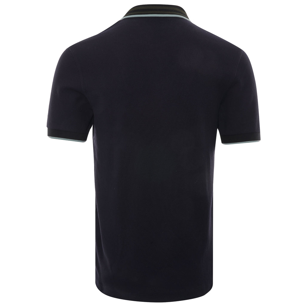 Striped Collar Polo Shirt - Navy