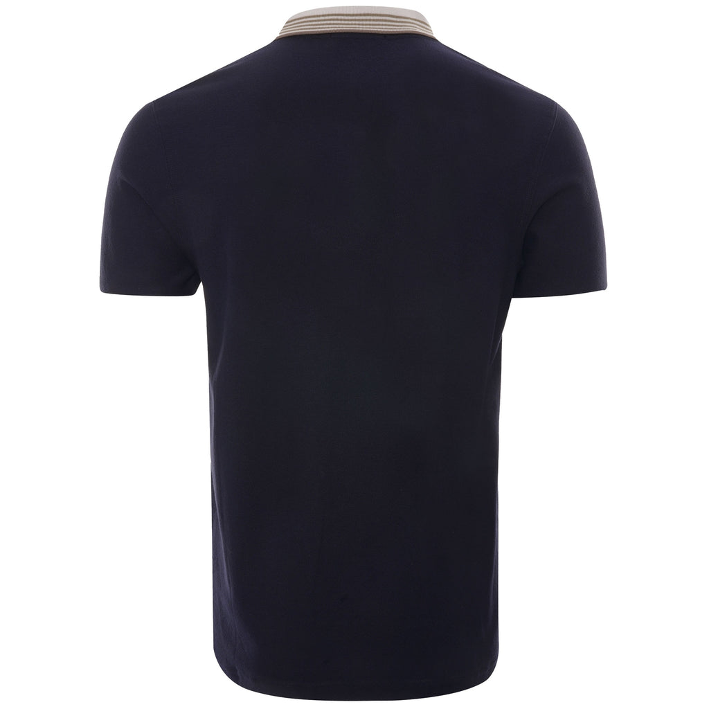 Striped Collar Polo Shirt - Navy