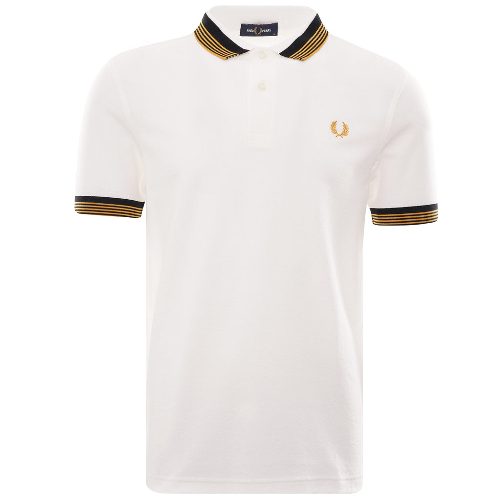 Striped Collar Polo Shirt - Snow White