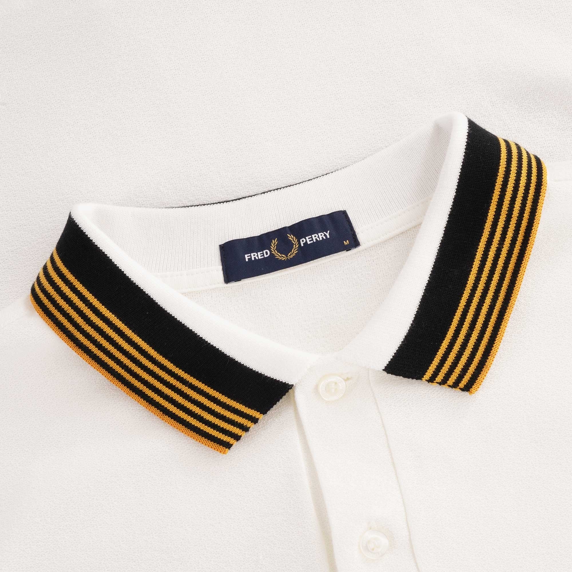 Striped Collar Polo Shirt - Snow White