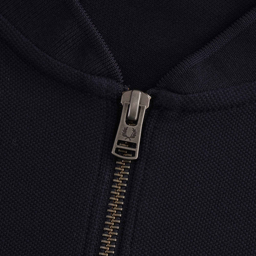 Towelling Zip Neck Polo Shirt - Navy