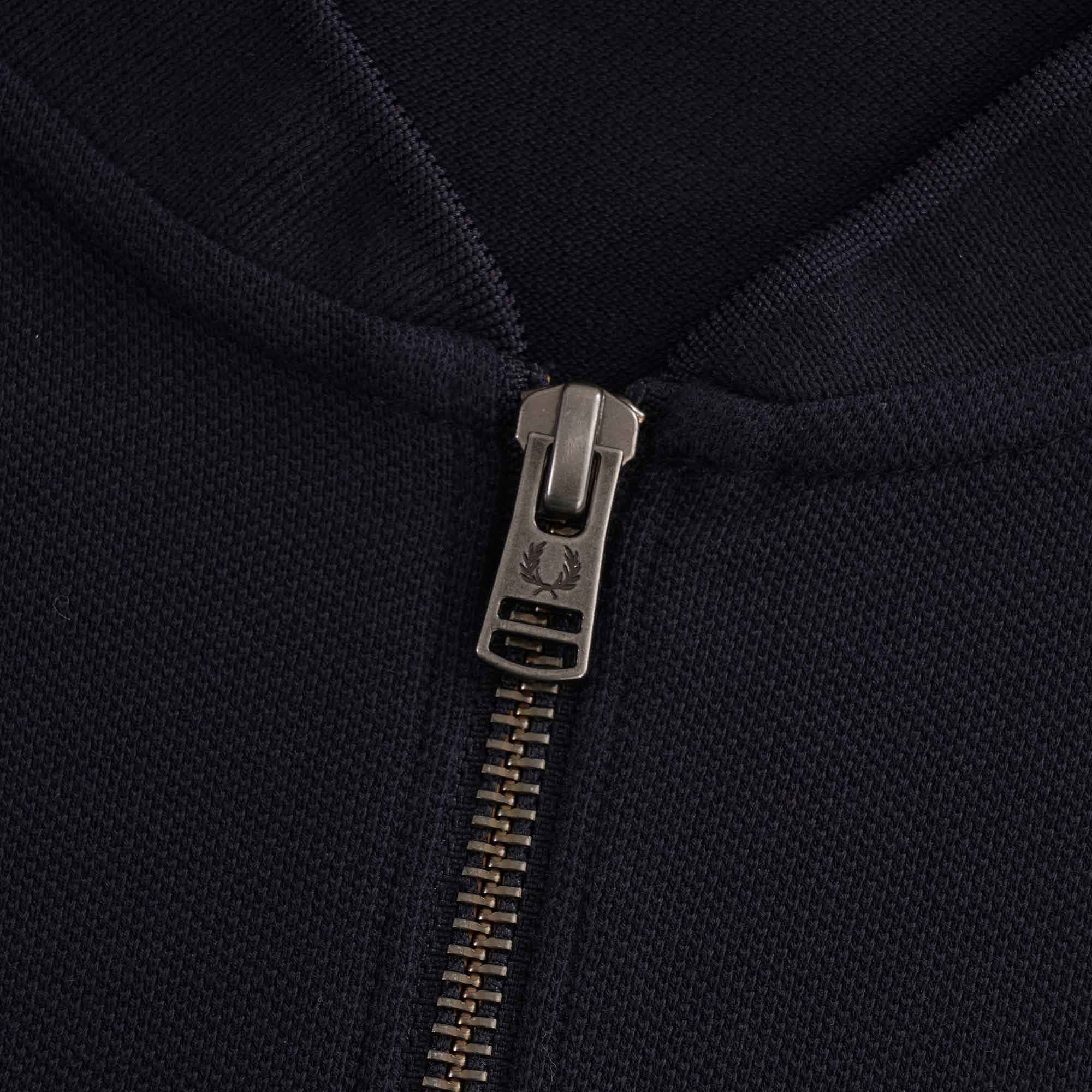 Towelling Zip Neck Polo Shirt - Navy