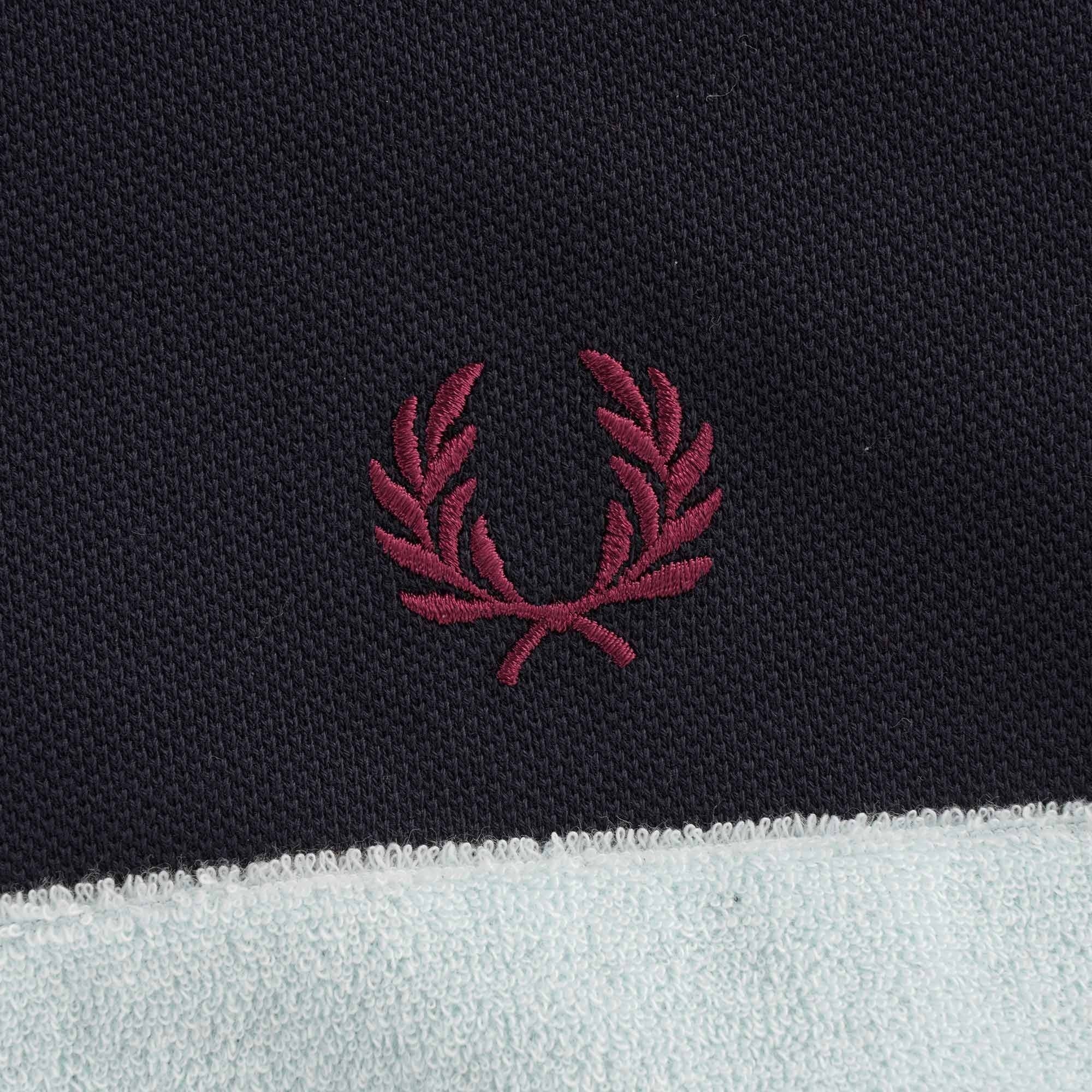 Towelling Zip Neck Polo Shirt - Navy