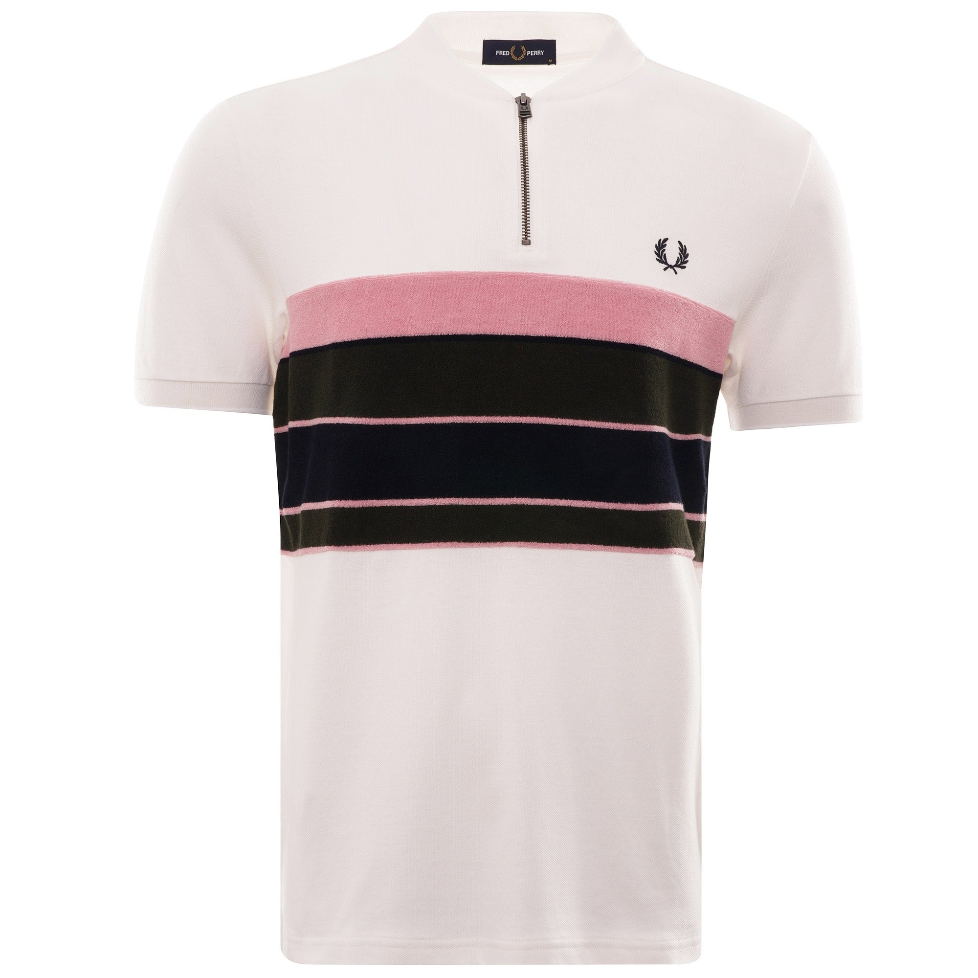 Towelling Zip Neck Polo Shirt - Snow White