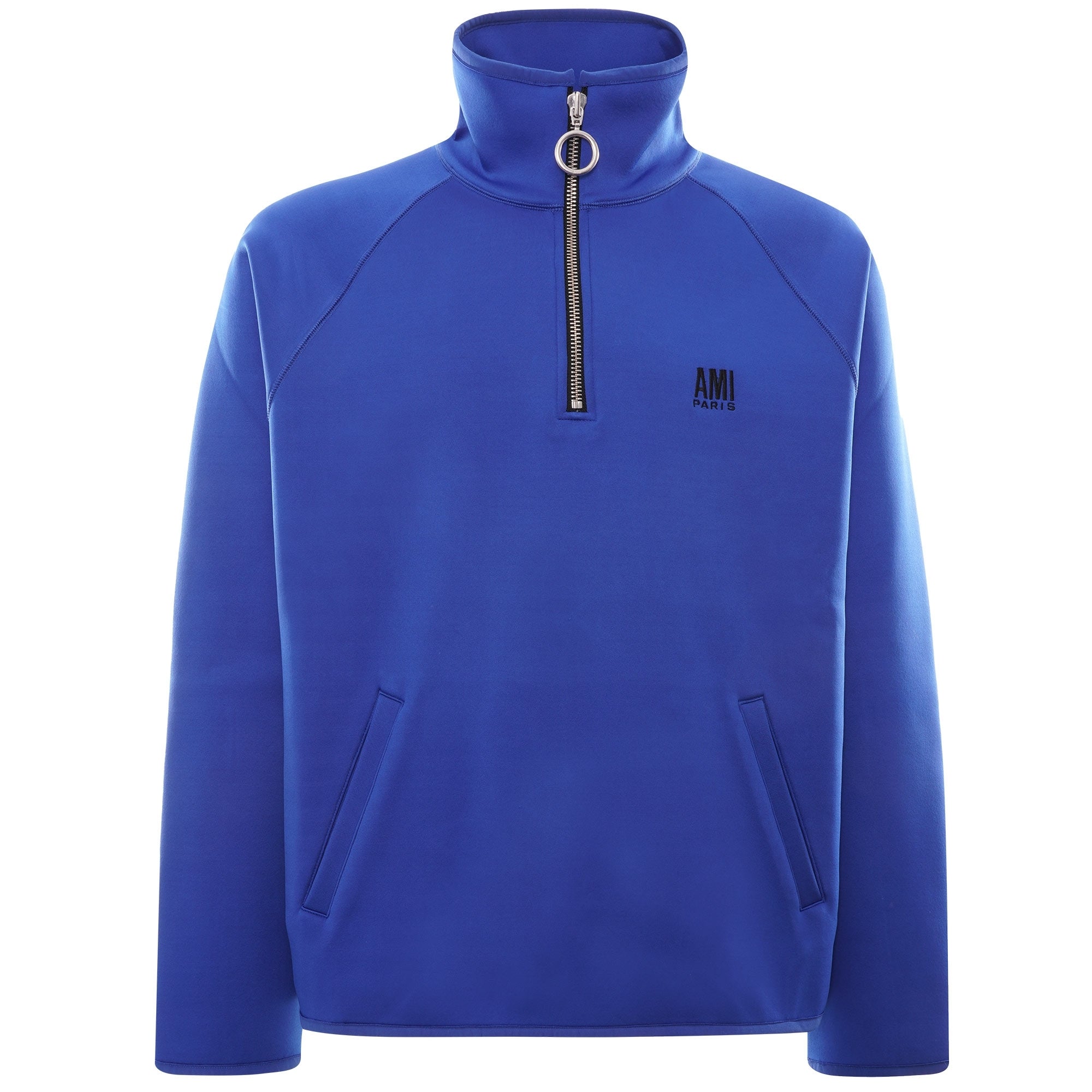 AMI Embroidered Half-Zip Sweatshirt - Royal Blue