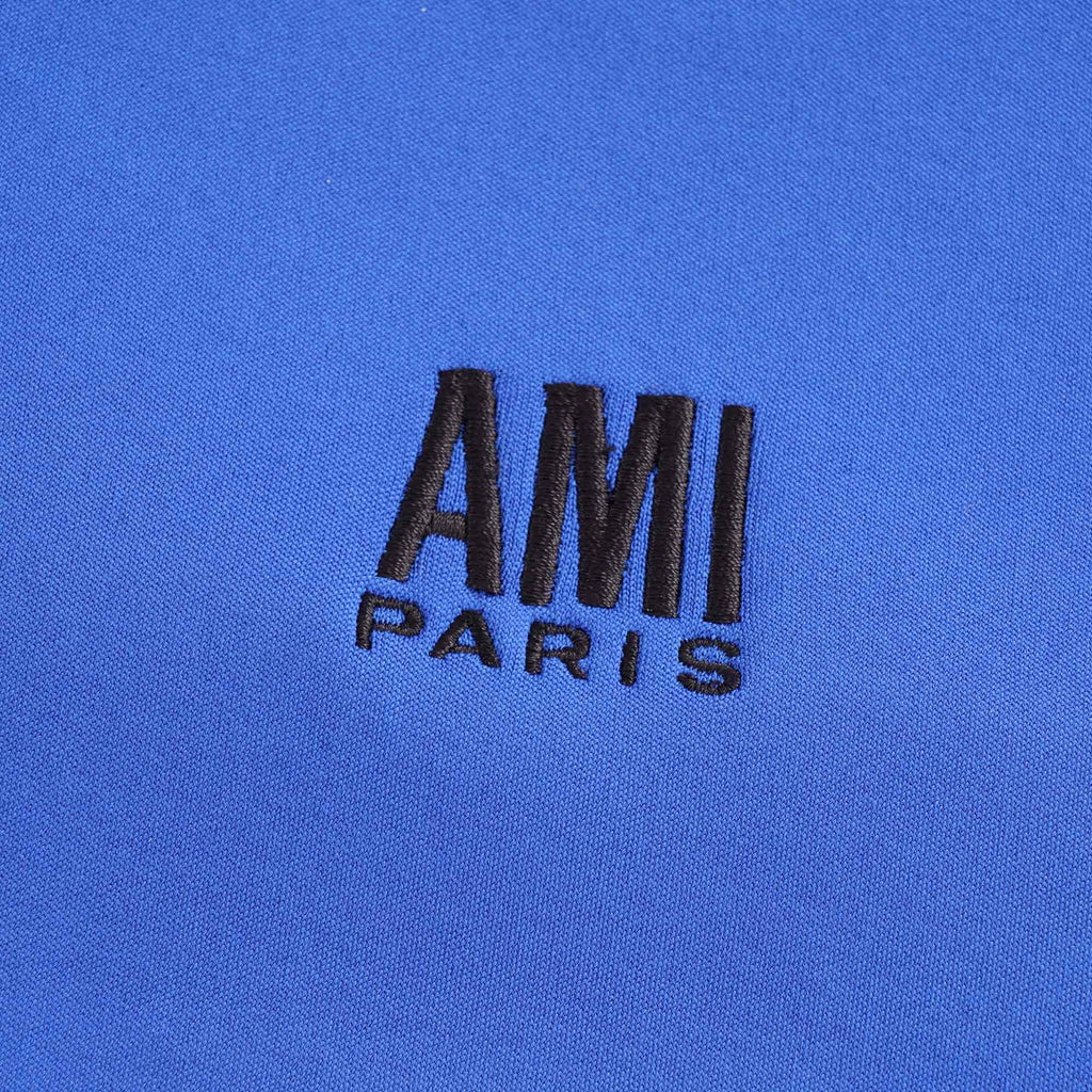 AMI Embroidered Half-Zip Sweatshirt - Royal Blue