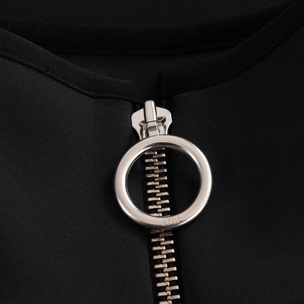 AMI Embroidered Half-Zip Sweatshirt - Black