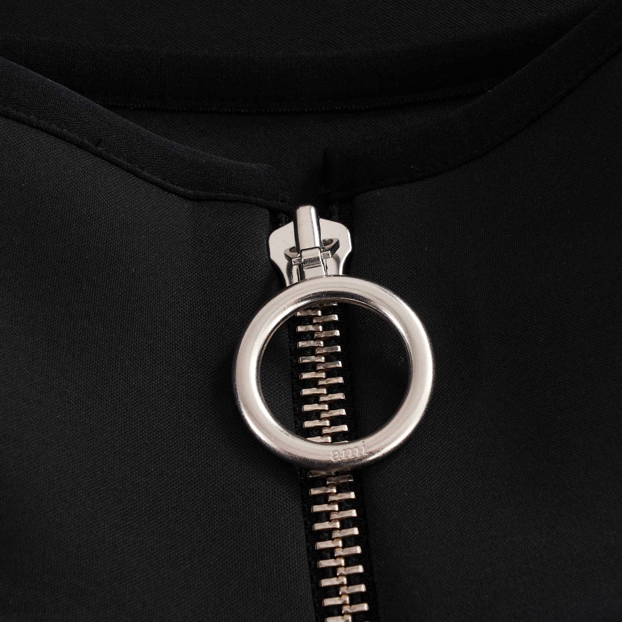 AMI Embroidered Half-Zip Sweatshirt - Black