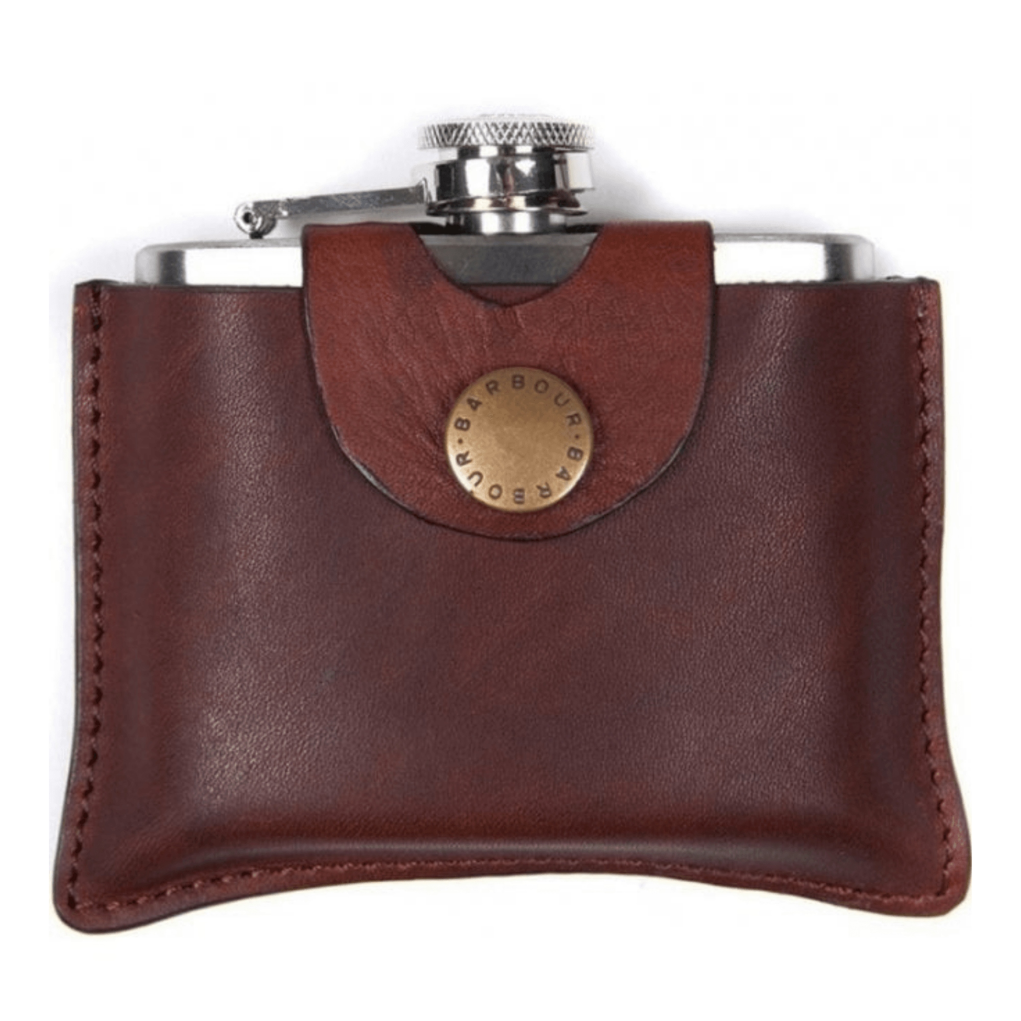 Barbour 4oz Hinged Hipflask - Brown