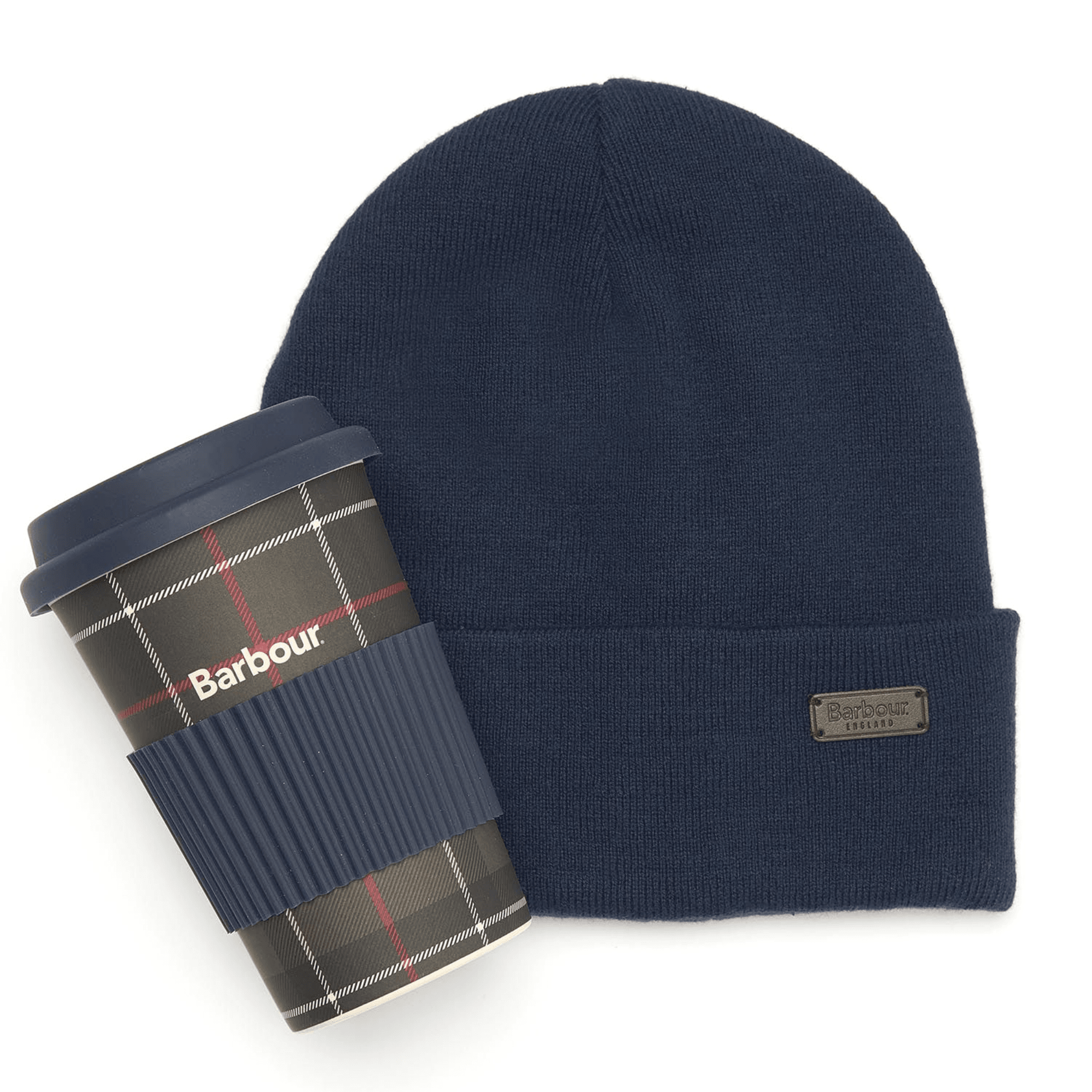 Barbour Swinton Travel Mug & Knitted Beanie Gift Set - Tartan