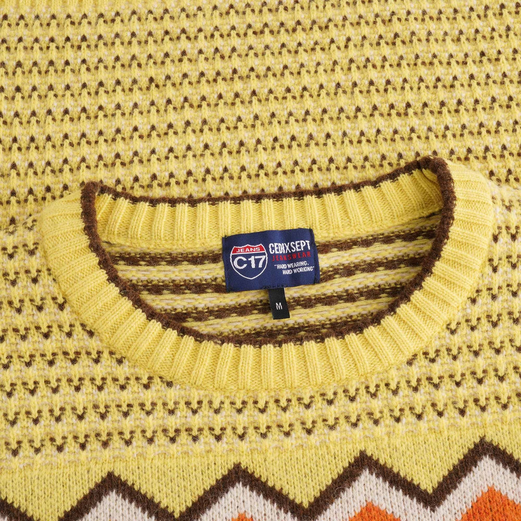 C17 Jeans Script Peaks Knitted Sweatshirt - Lemon Mix
