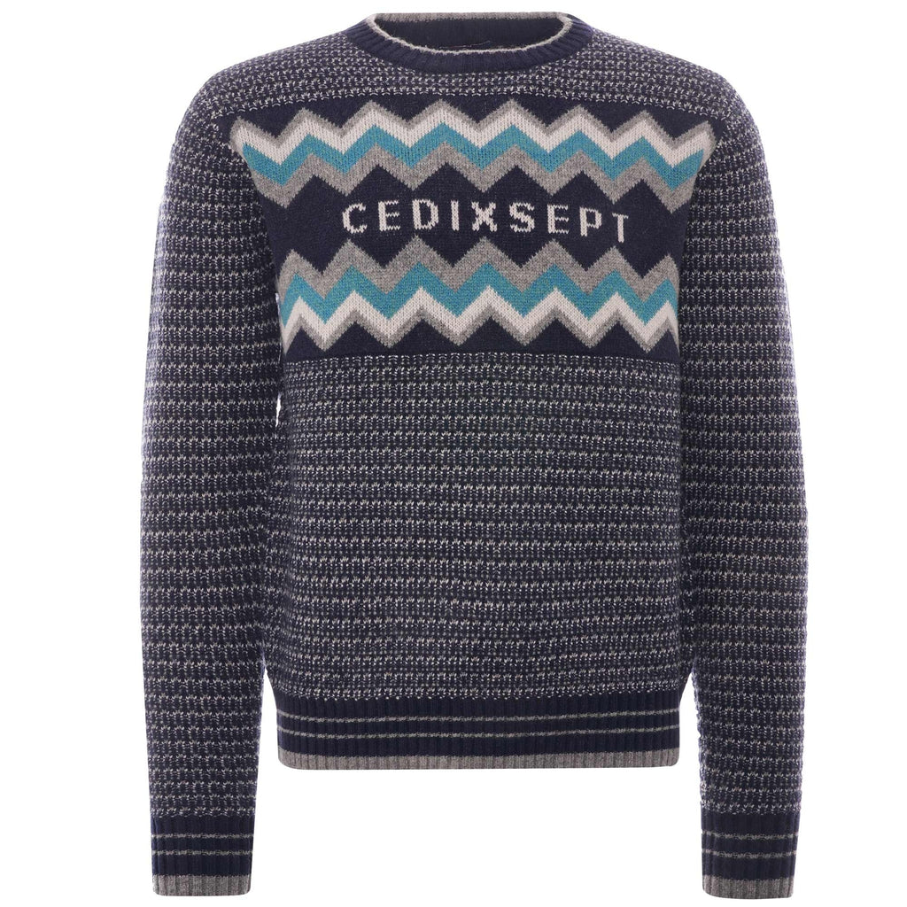 C17 Jeans Script Peaks Knitted Sweatshirt - Navy Blue