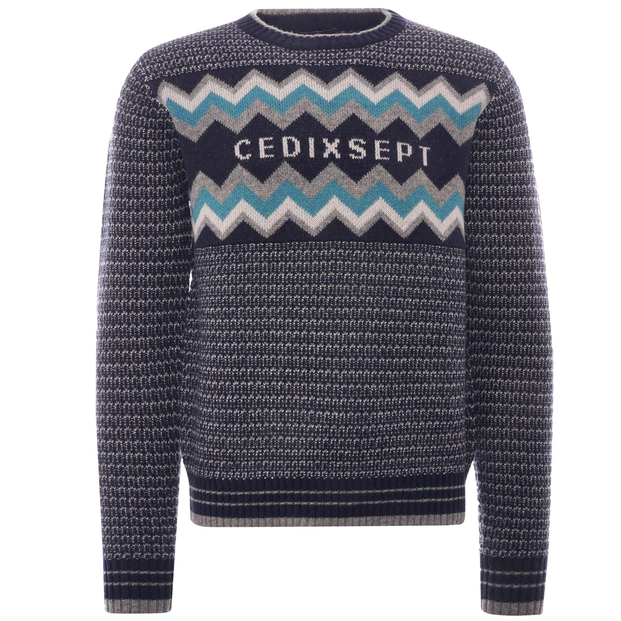 C17 Jeans Script Peaks Knitted Sweatshirt - Navy Blue